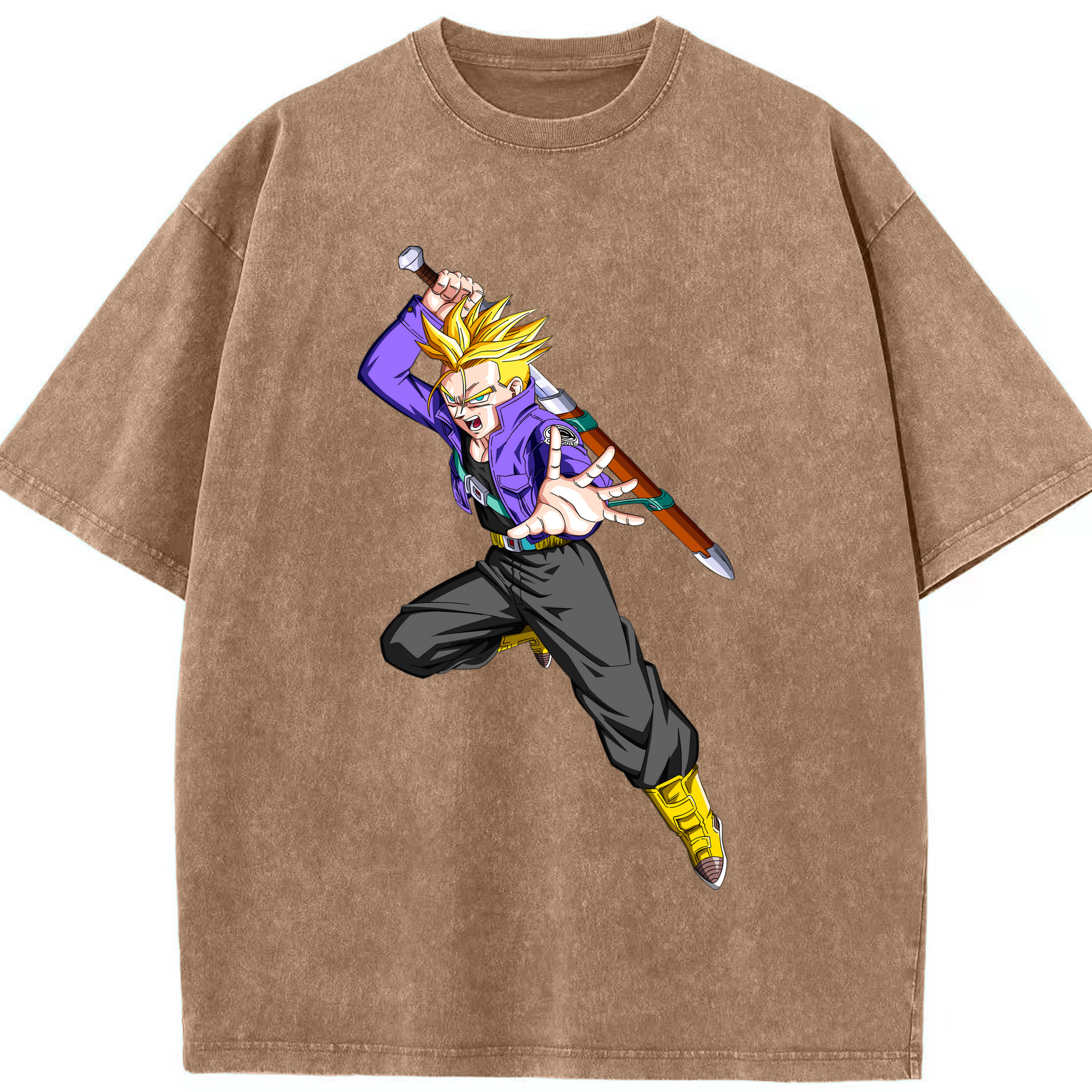 （画像用） ドラゴンボール トランクス（Torankusu）DRAGON BALL Trunks 綿100% ヴィンテージ風 半袖Tシャツ（フロントプリント）