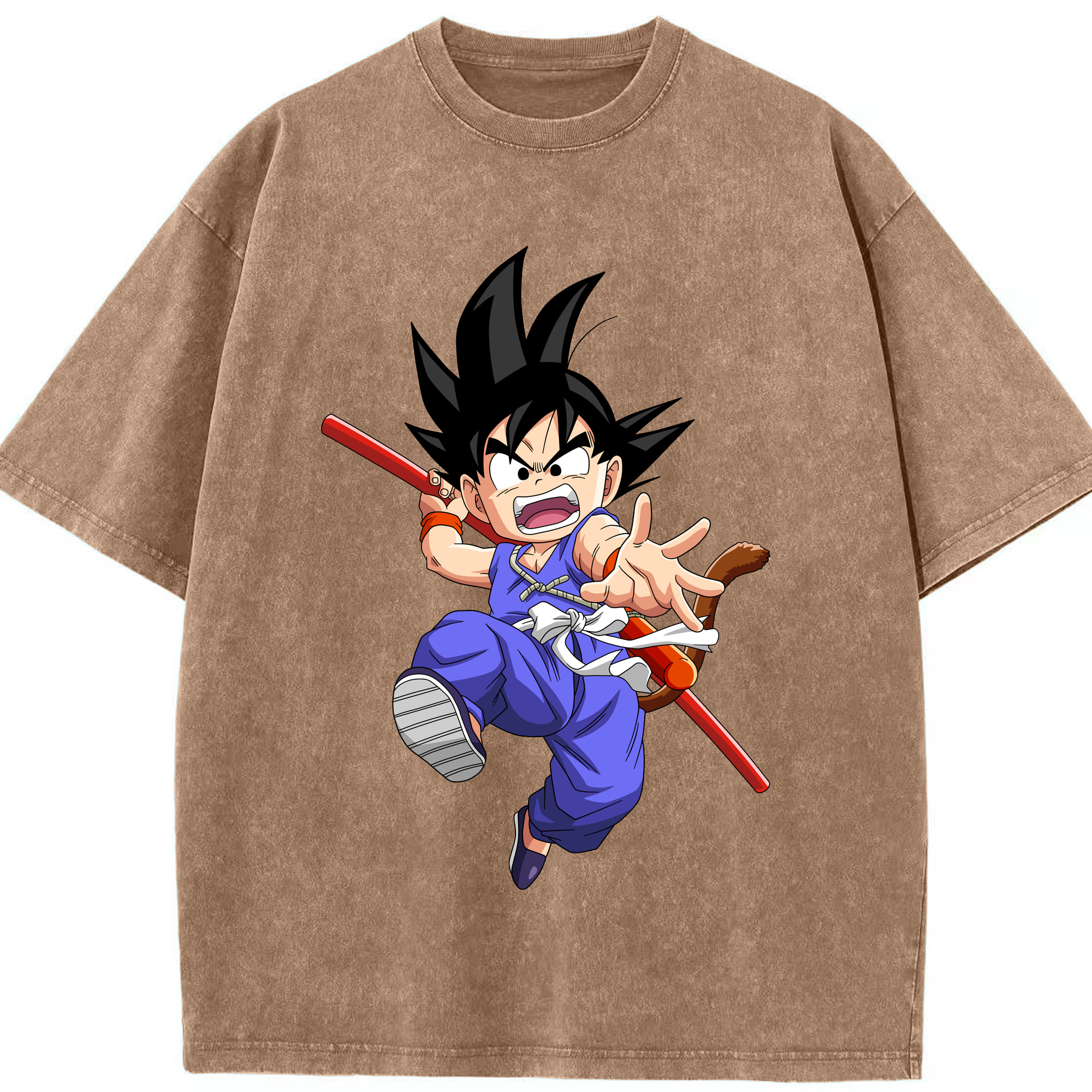 （画像用） ドラゴンボール 孫悟空（そん ごくう）Son Goku カカロット DRAGON BALL Kakarotto 綿100% ヴィンテージ風 半袖Tシャツ（フロントプリント）