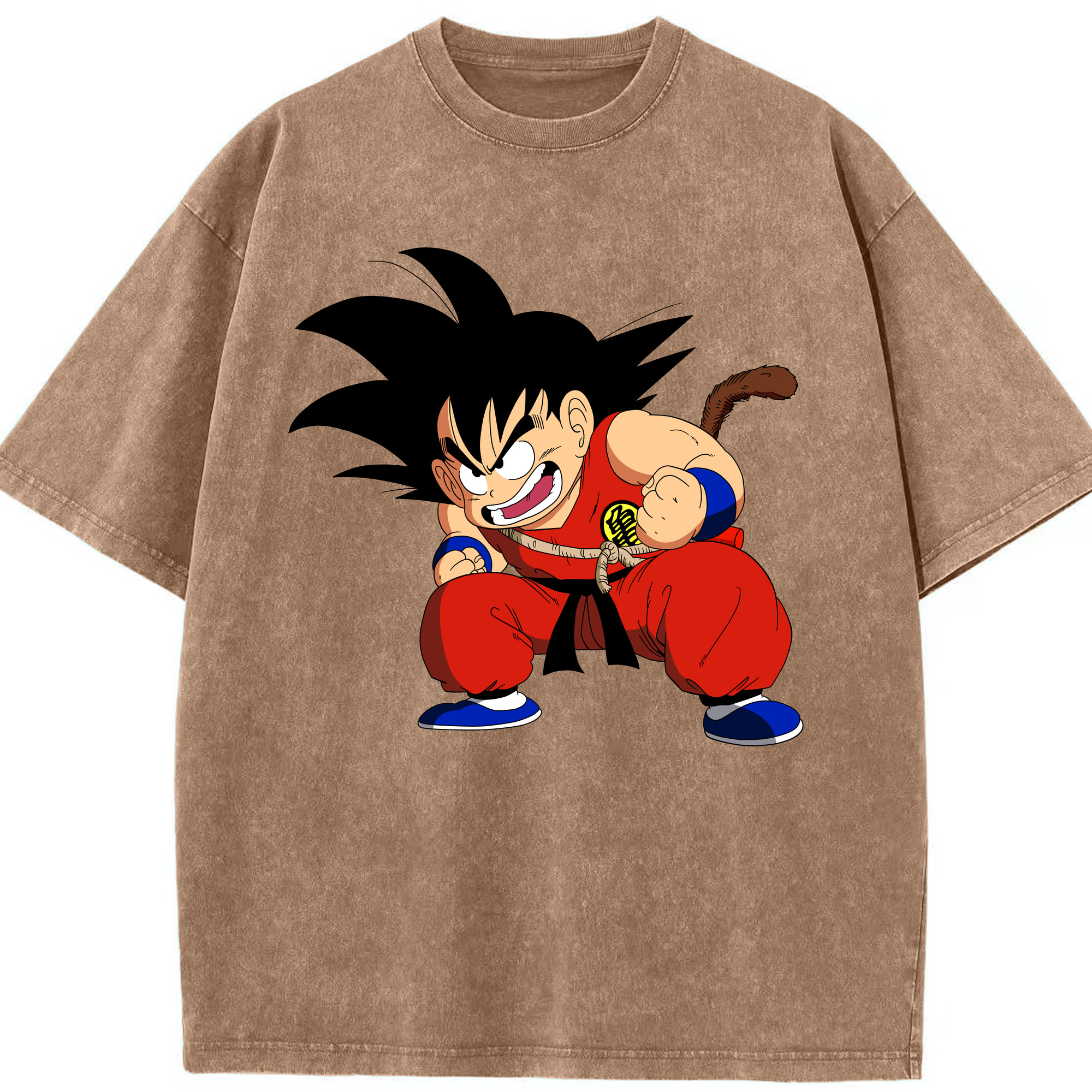 （画像用） ドラゴンボール 孫悟空（そん ごくう）Son Goku カカロット DRAGON BALL Kakarotto 綿100% ヴィンテージ風 半袖Tシャツ（フロントプリント）
