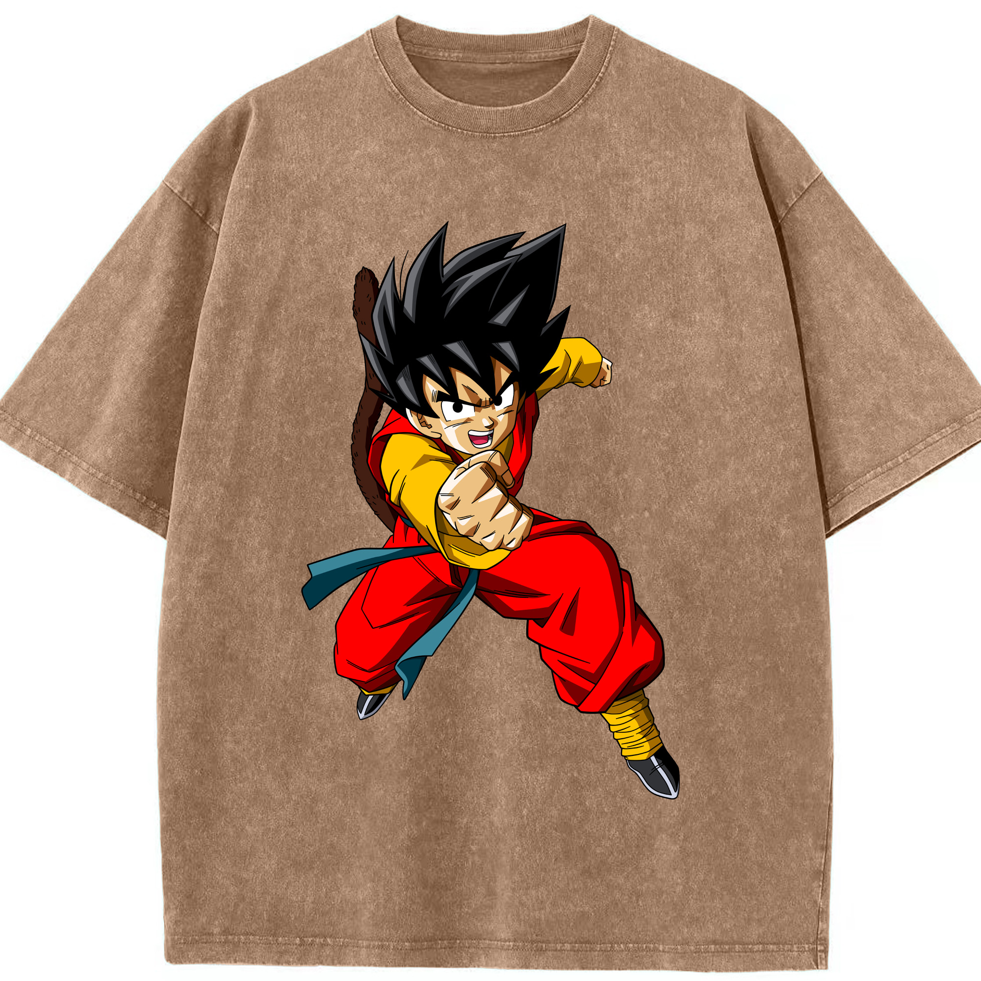 （画像用） ドラゴンボール 孫悟空（そん ごくう）Son Goku カカロット DRAGON BALL Kakarotto 綿100% ヴィンテージ風 半袖Tシャツ（フロントプリント）