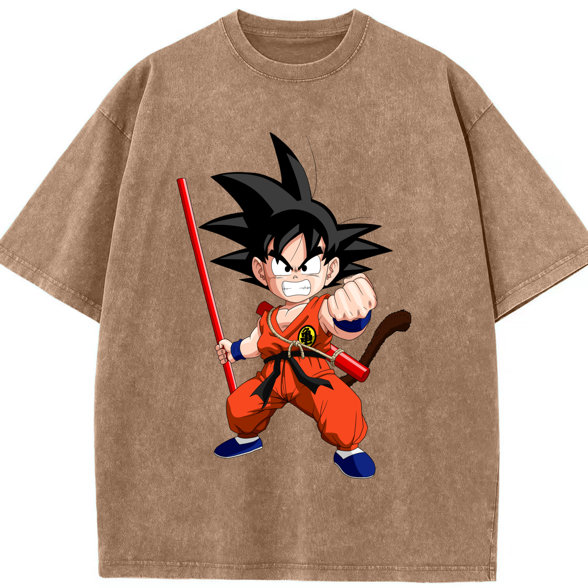 （画像用） ドラゴンボール 孫悟空（そん ごくう）Son Goku カカロット DRAGON BALL Kakarotto 綿100% ヴィンテージ風 半袖Tシャツ（フロントプリント）