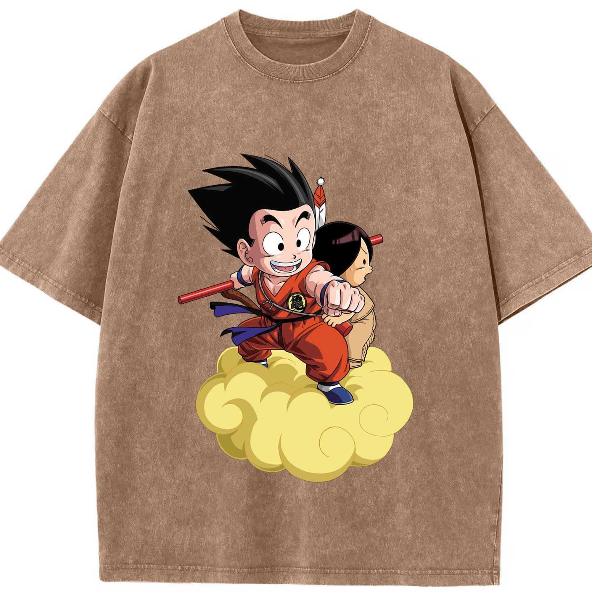 （画像用） ドラゴンボール 孫悟空（そん ごくう）Son Goku カカロット DRAGON BALL Kakarotto 綿100% ヴィンテージ風 半袖Tシャツ（フロントプリント）