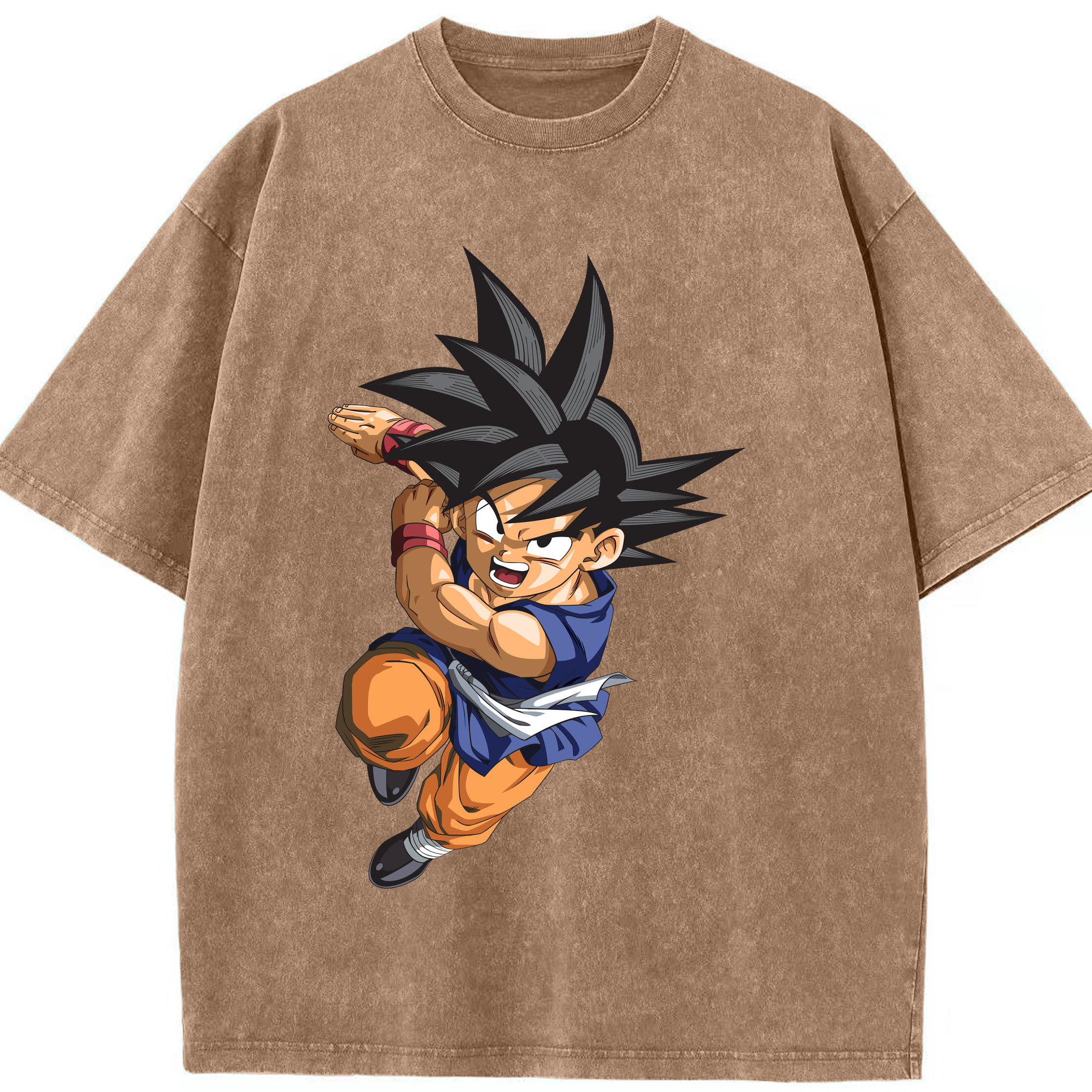 （画像用） ドラゴンボール 孫悟空（そん ごくう）Son Goku カカロット DRAGON BALL Kakarotto 綿100% ヴィンテージ風 半袖Tシャツ（フロントプリント）