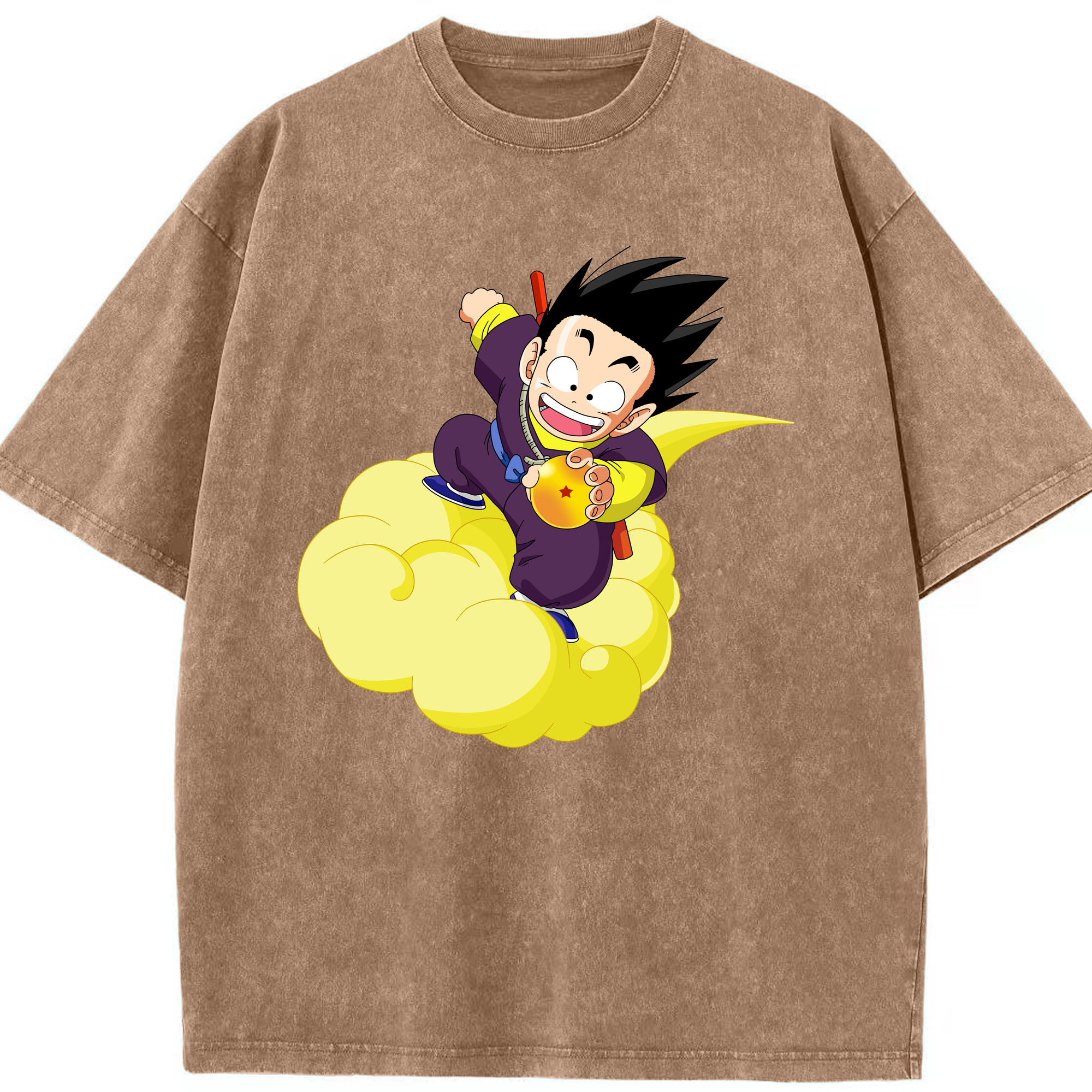 （画像用） ドラゴンボール 孫悟空（そん ごくう）Son Goku カカロット DRAGON BALL Kakarotto 綿100% ヴィンテージ風 半袖Tシャツ（フロントプリント）