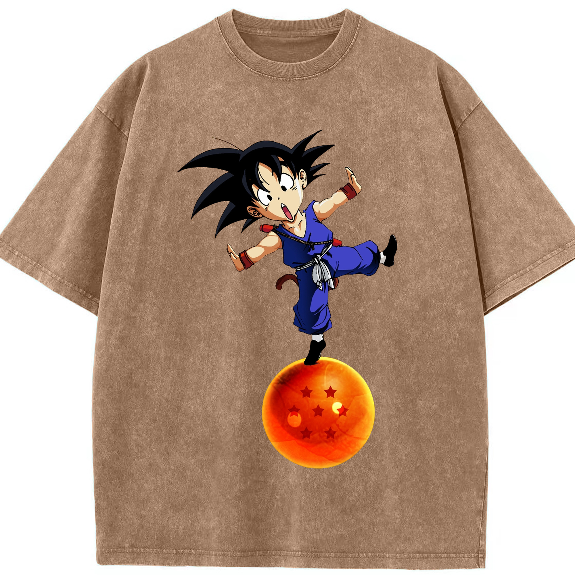 （画像用） ドラゴンボール 孫悟空（そん ごくう）Son Goku カカロット DRAGON BALL Kakarotto 綿100% ヴィンテージ風 半袖Tシャツ（フロントプリント）