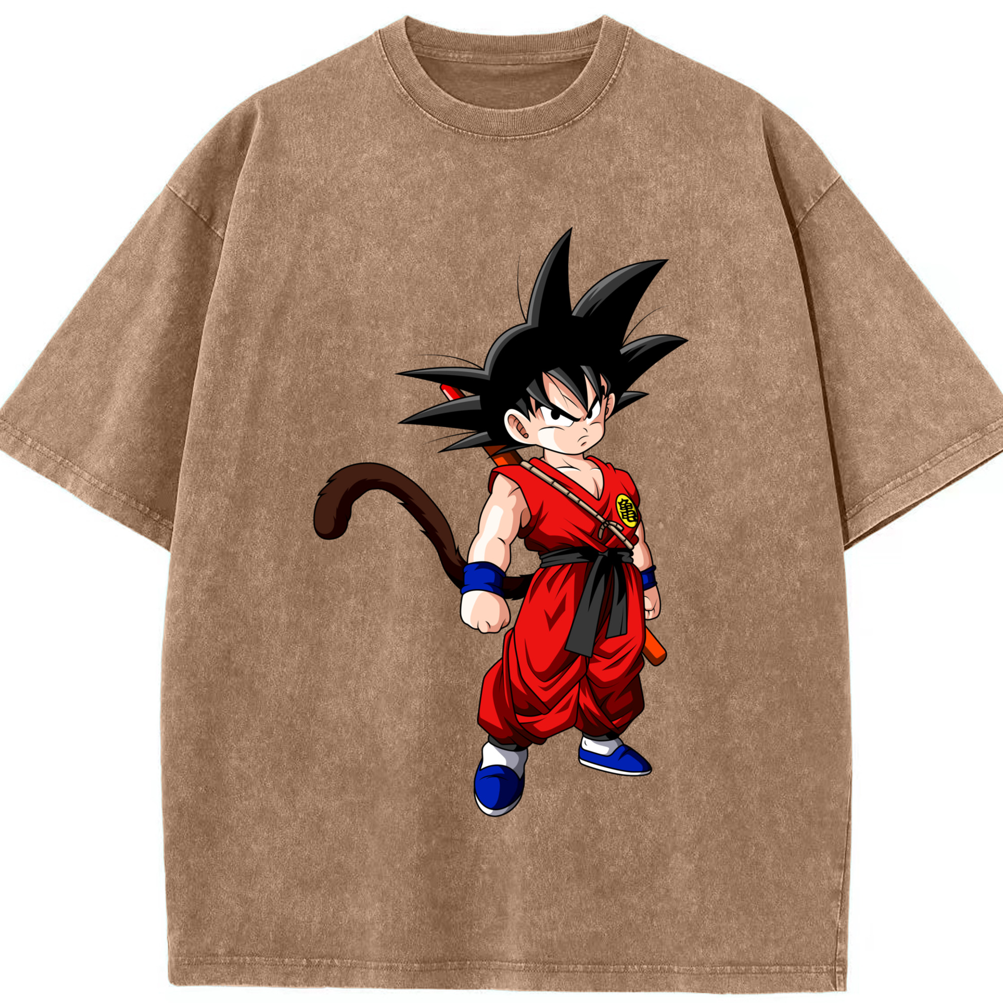 （画像用） ドラゴンボール 孫悟空（そん ごくう）Son Goku カカロット DRAGON BALL Kakarotto 綿100% ヴィンテージ風 半袖Tシャツ（フロントプリント）