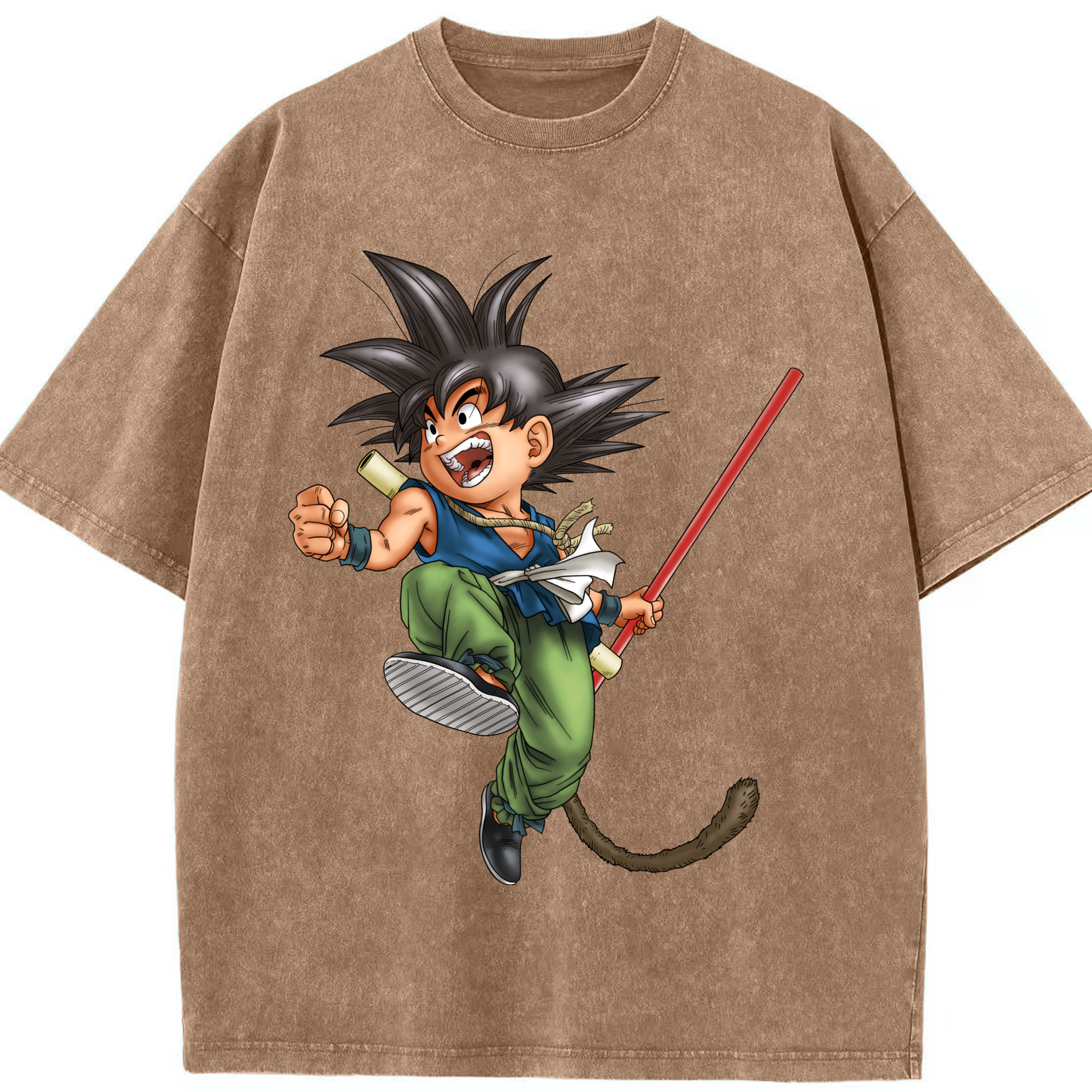 （画像用） ドラゴンボール 孫悟空（そん ごくう）Son Goku カカロット DRAGON BALL Kakarotto 綿100% ヴィンテージ風 半袖Tシャツ（フロントプリント）
