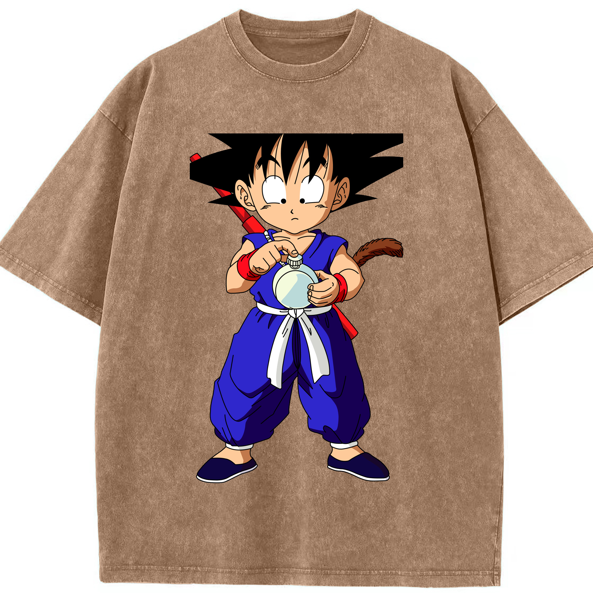 （画像用） ドラゴンボール 孫悟空（そん ごくう）Son Goku カカロット DRAGON BALL Kakarotto 綿100% ヴィンテージ風 半袖Tシャツ（フロントプリント）