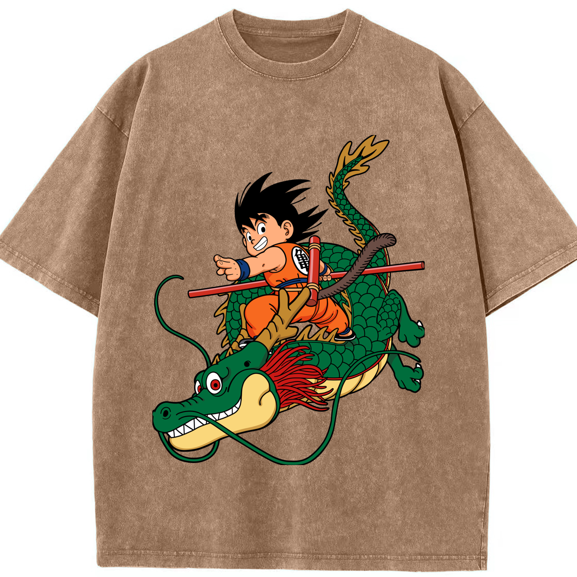 （画像用） ドラゴンボール 孫悟空（そん ごくう）Son Goku カカロット DRAGON BALL Kakarotto 綿100% ヴィンテージ風 半袖Tシャツ（フロントプリント）
