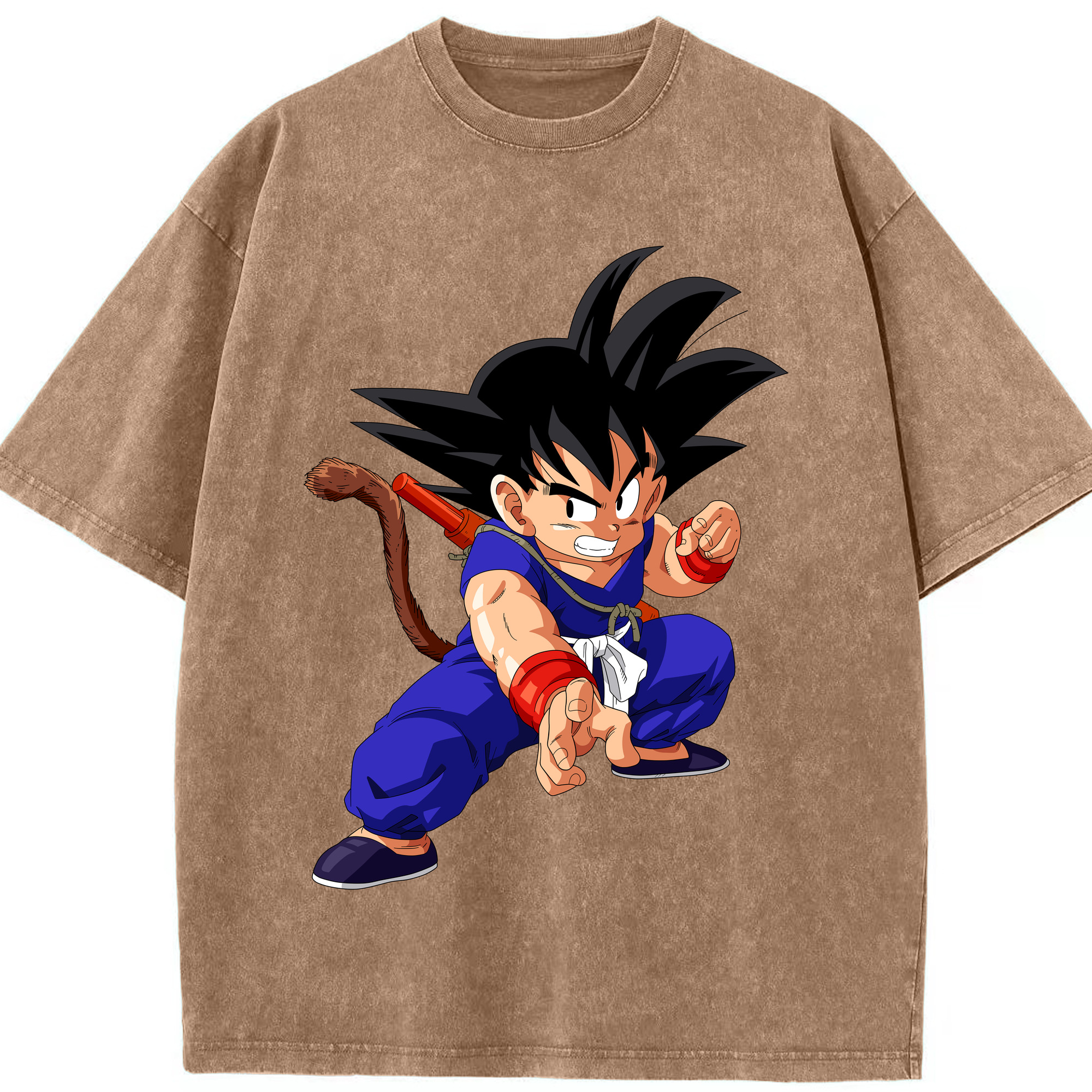 （画像用） ドラゴンボール 孫悟空（そん ごくう）Son Goku カカロット DRAGON BALL Kakarotto 綿100% ヴィンテージ風 半袖Tシャツ（フロントプリント）