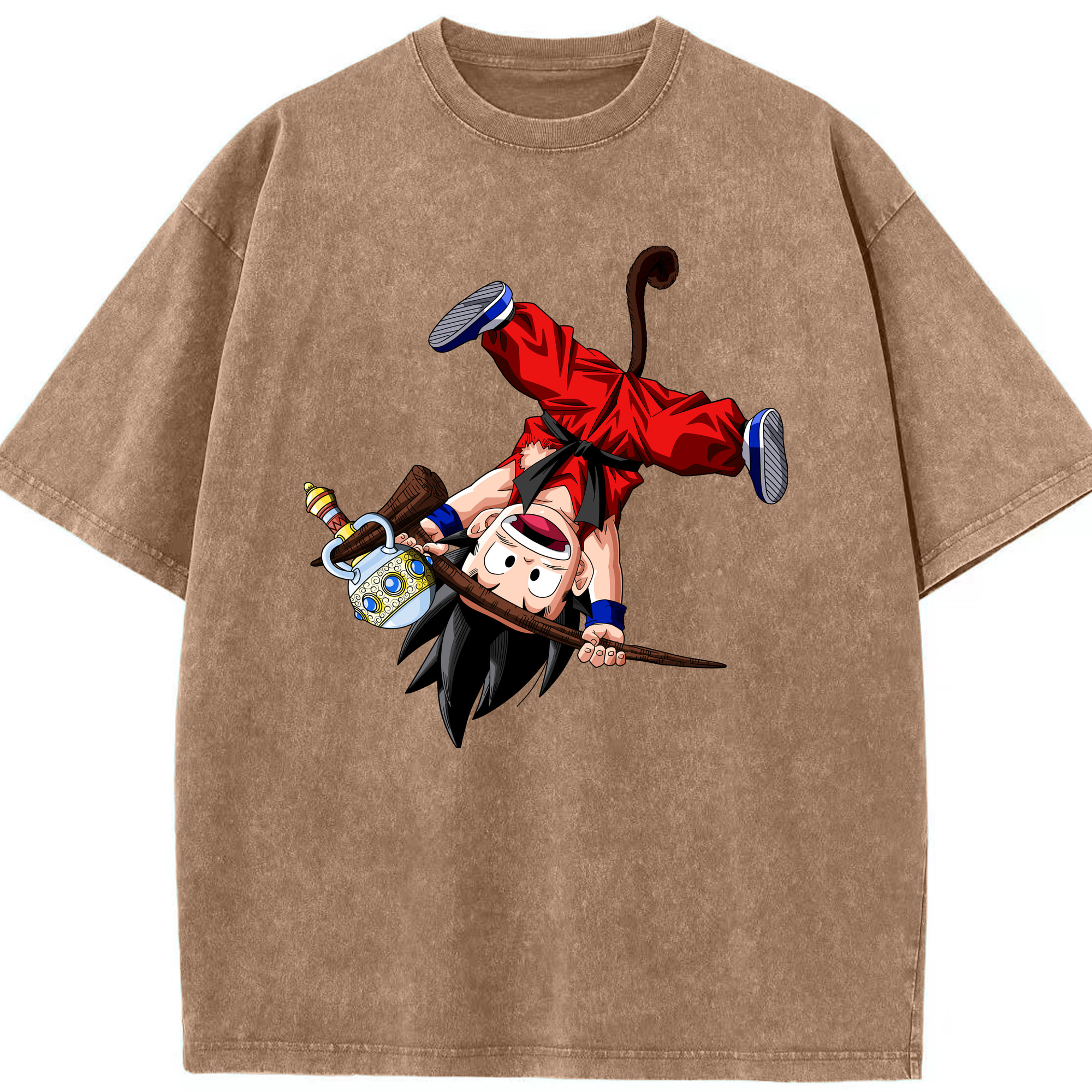 （画像用） ドラゴンボール 孫悟空（そん ごくう）Son Goku カカロット DRAGON BALL Kakarotto 綿100% ヴィンテージ風 半袖Tシャツ（フロントプリント）