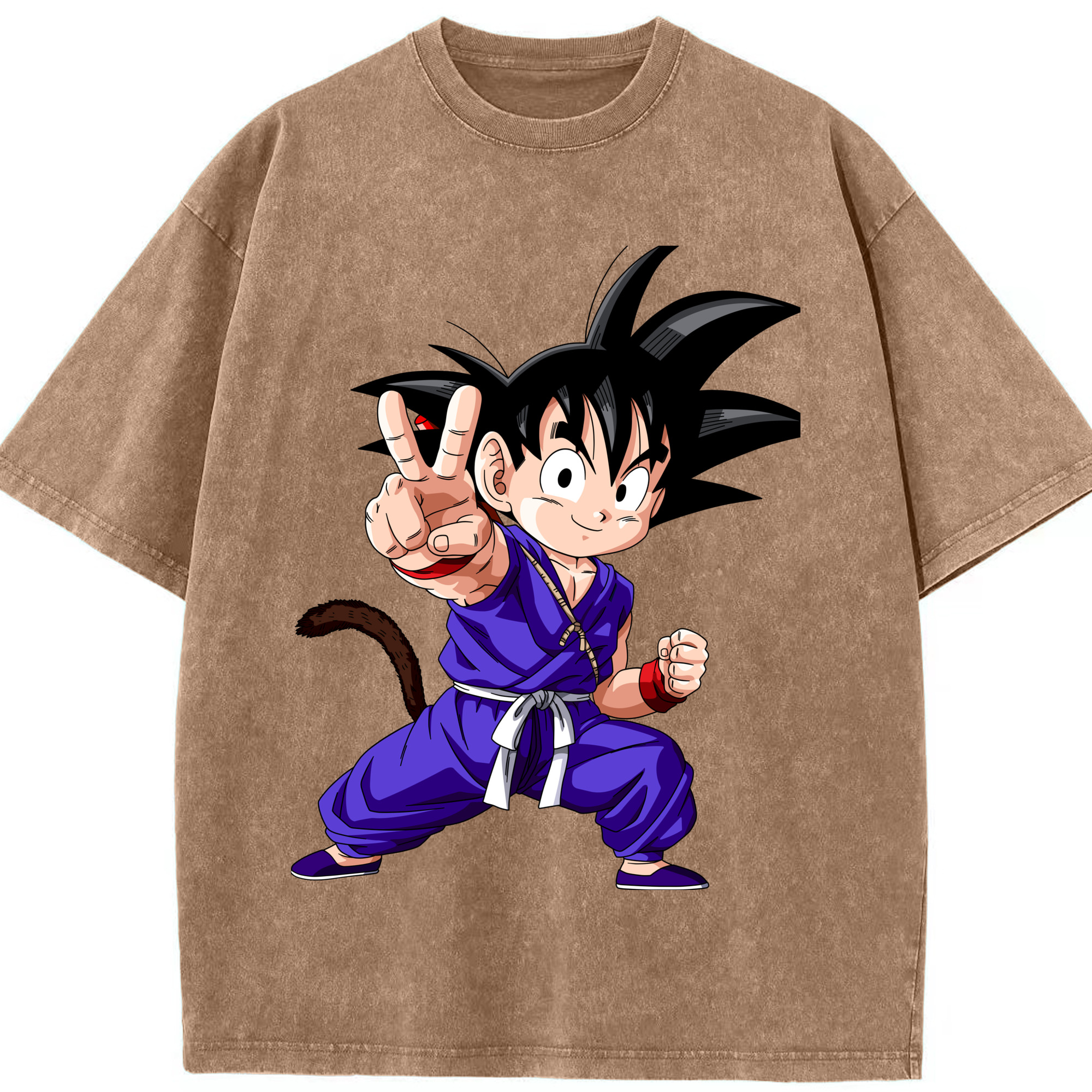 （画像用） ドラゴンボール 孫悟空（そん ごくう）Son Goku カカロット DRAGON BALL Kakarotto 綿100% ヴィンテージ風 半袖Tシャツ（フロントプリント）