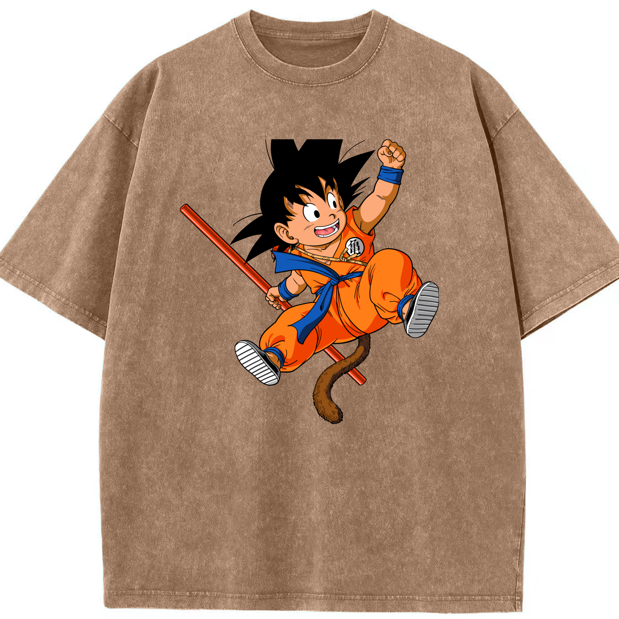 （画像用） ドラゴンボール 孫悟空（そん ごくう）Son Goku カカロット DRAGON BALL Kakarotto 綿100% ヴィンテージ風 半袖Tシャツ（フロントプリント）