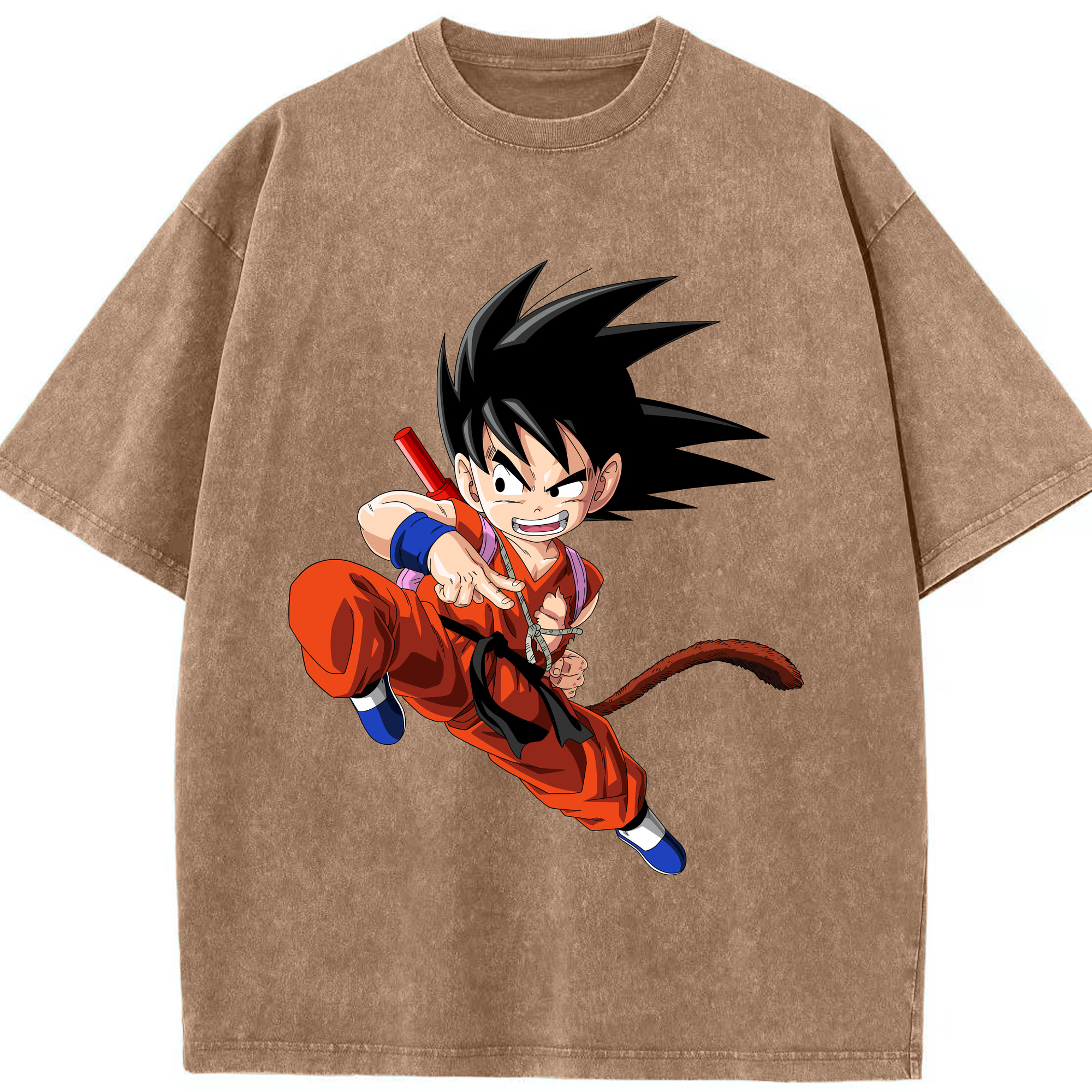 （画像用） ドラゴンボール 孫悟空（そん ごくう）Son Goku カカロット DRAGON BALL Kakarotto 綿100% ヴィンテージ風 半袖Tシャツ（フロントプリント）