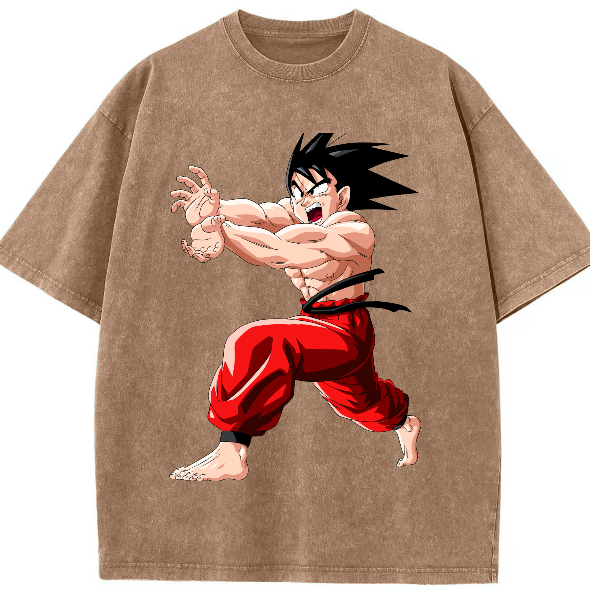 （画像用） ドラゴンボール 孫悟空（そん ごくう）Son Goku カカロット DRAGON BALL Kakarotto 綿100% ヴィンテージ風 半袖Tシャツ（フロントプリント）
