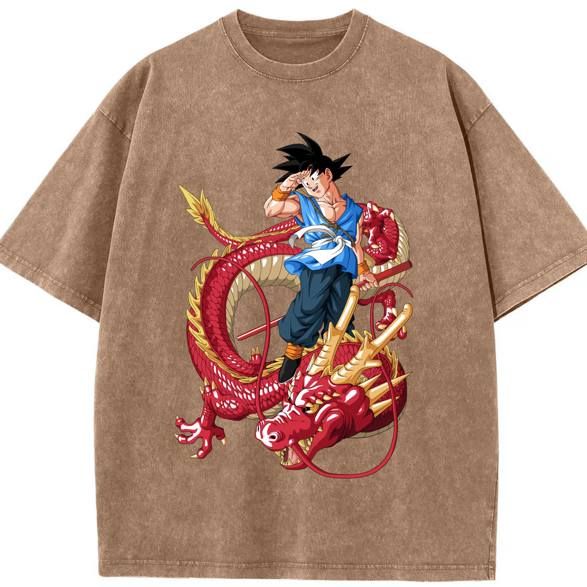 ドラゴンボール 孫悟空（そん ごくう）Son Goku カカロット DRAGON BALL Kakarotto 綿100% ヴィンテージ風 半袖Tシャツ（フロントプリント）