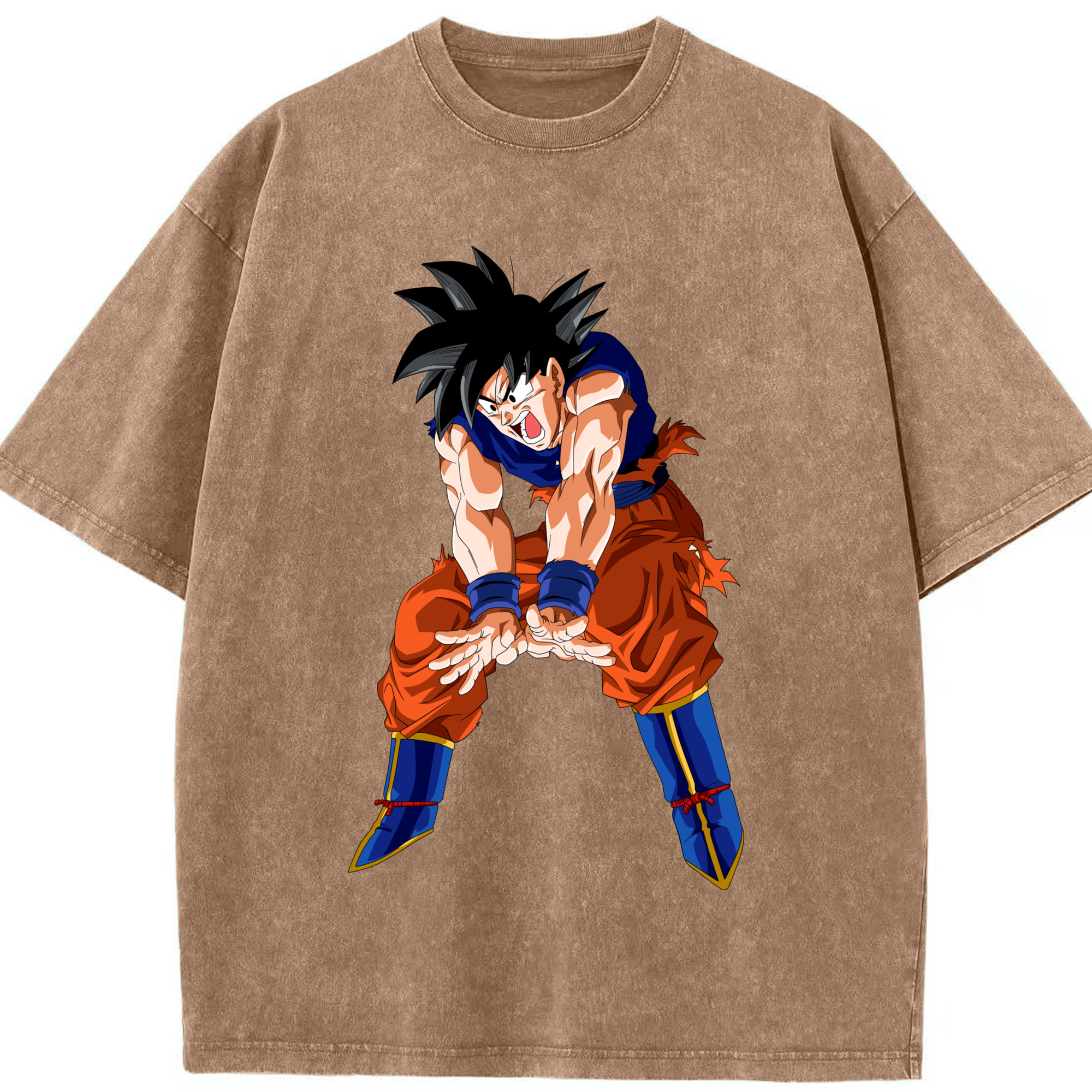 （画像用） ドラゴンボール 孫悟空（そん ごくう）Son Goku カカロット DRAGON BALL Kakarotto 綿100% ヴィンテージ風 半袖Tシャツ（フロントプリント）
