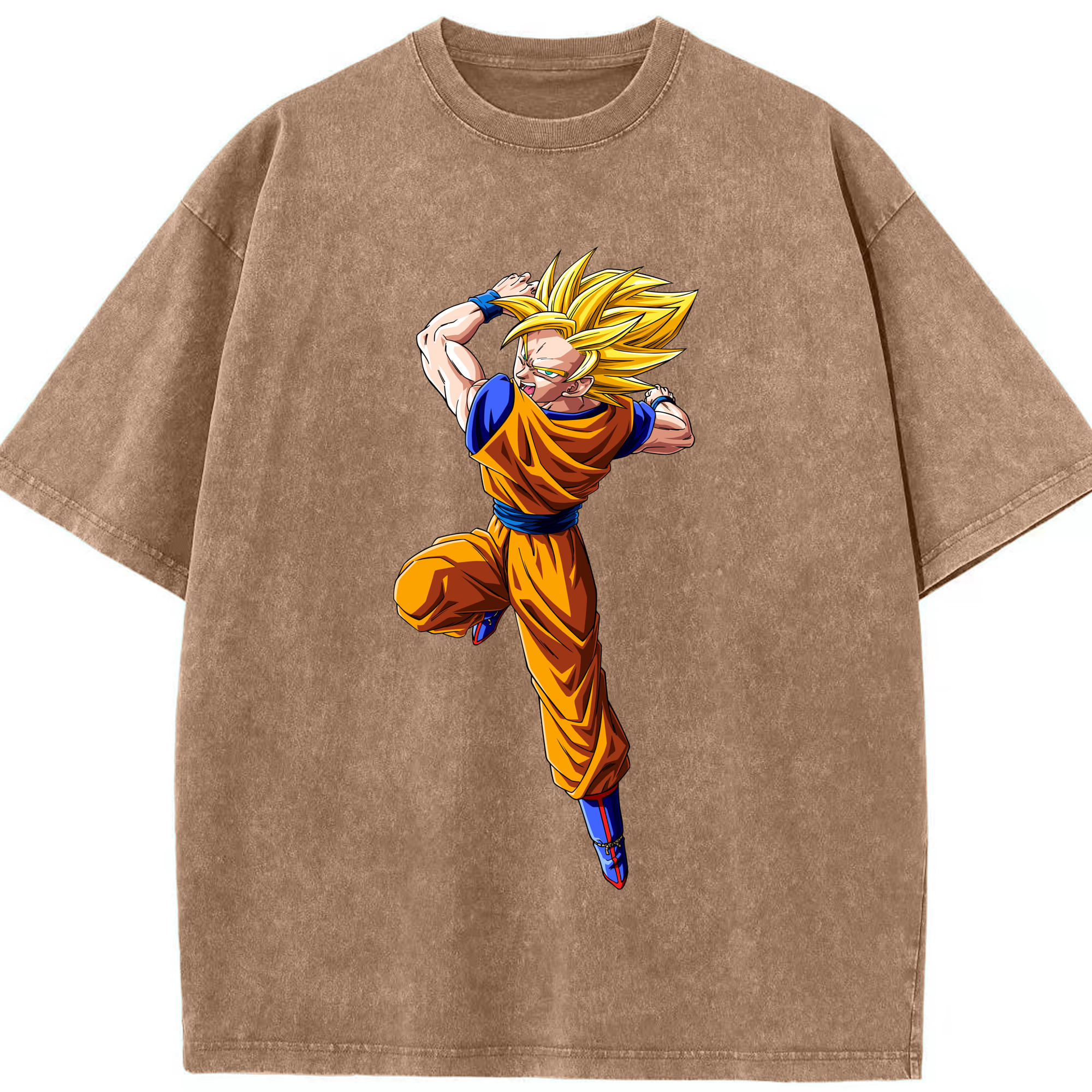 （画像用） ドラゴンボール 孫悟空（そん ごくう）Son Goku カカロット DRAGON BALL Kakarotto 綿100% ヴィンテージ風 半袖Tシャツ（フロントプリント）