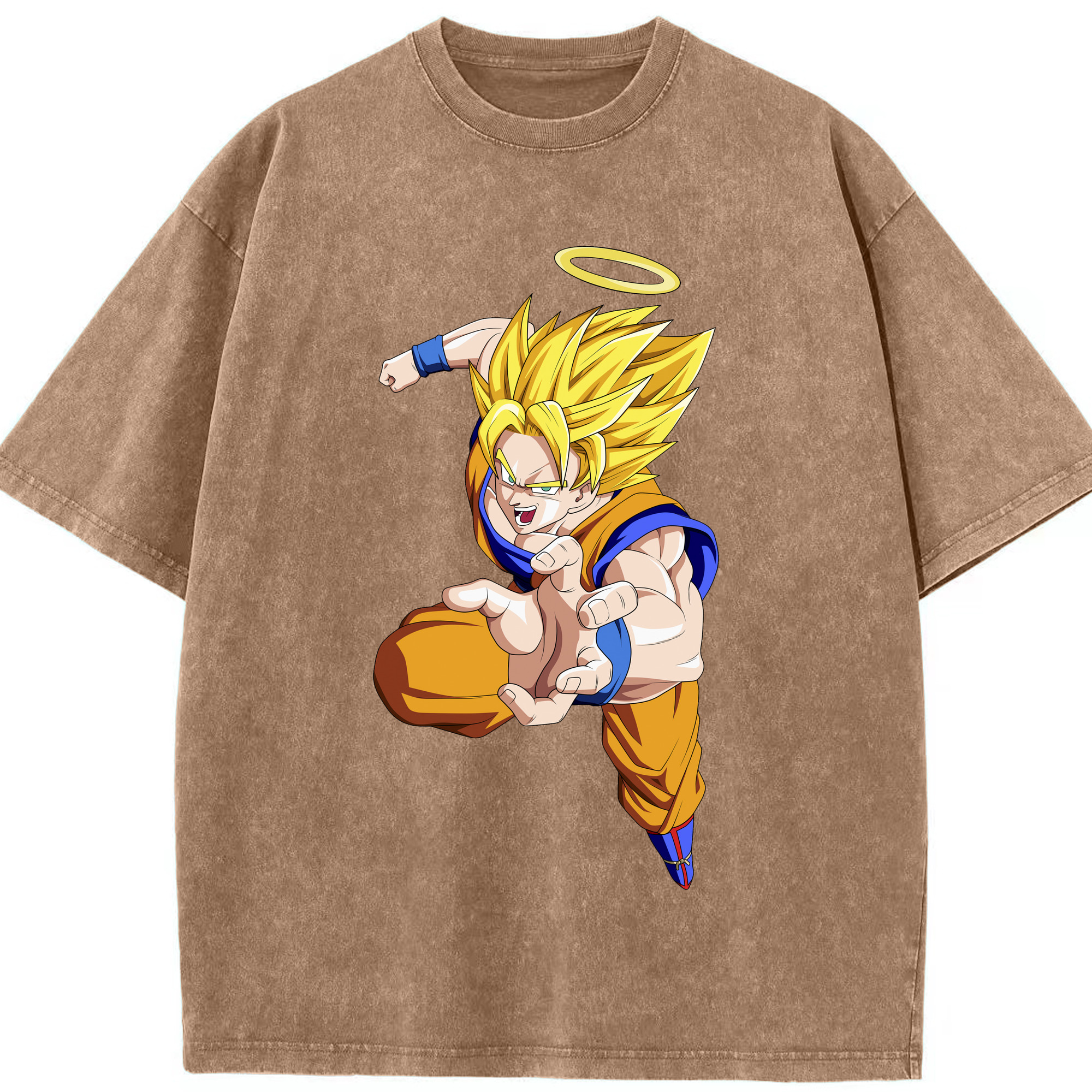 （画像用） ドラゴンボール 孫悟空（そん ごくう）Son Goku カカロット DRAGON BALL Kakarotto 綿100% ヴィンテージ風 半袖Tシャツ（フロントプリント）