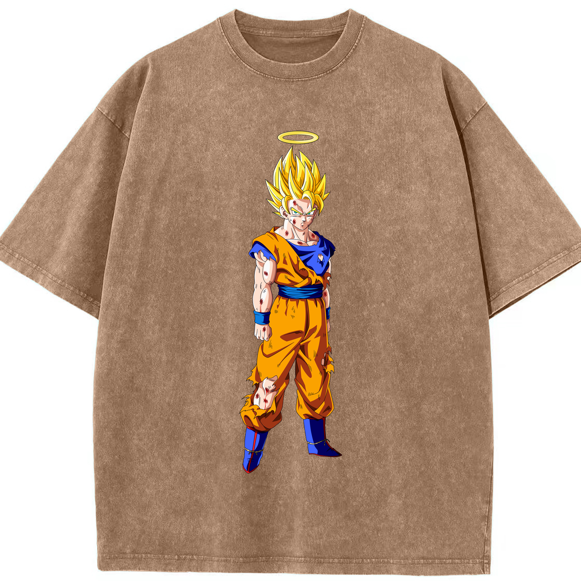 （画像用） ドラゴンボール 孫悟空（そん ごくう）Son Goku カカロット DRAGON BALL Kakarotto 綿100% ヴィンテージ風 半袖Tシャツ（フロントプリント）