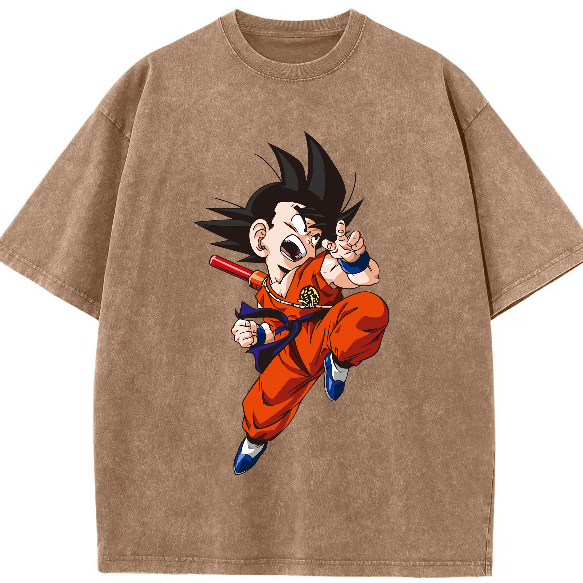 （画像用） ドラゴンボール 孫悟空（そん ごくう）Son Goku カカロット DRAGON BALL Kakarotto 綿100% ヴィンテージ風 半袖Tシャツ（フロントプリント）