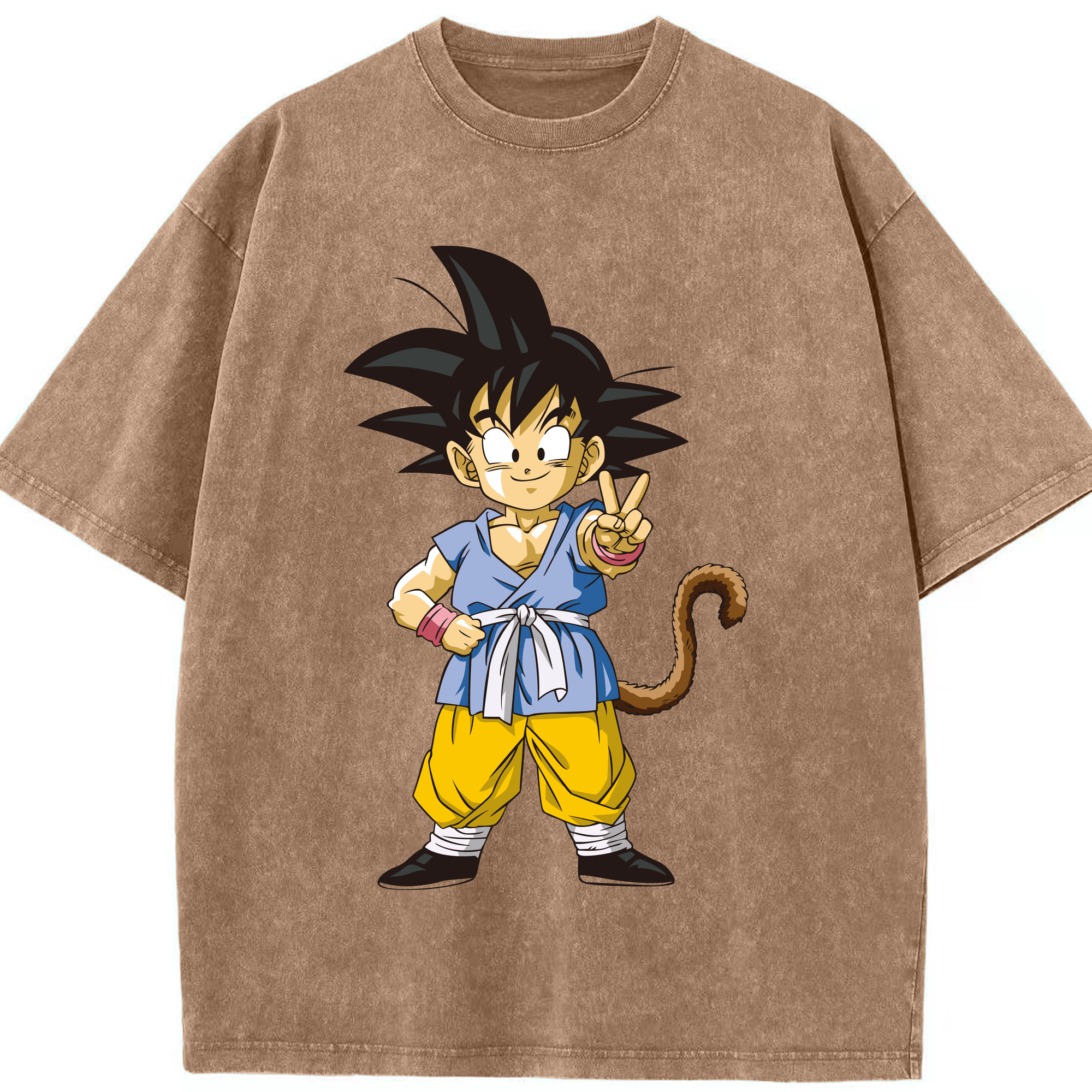 （画像用） ドラゴンボール 孫悟空（そん ごくう）Son Goku カカロット DRAGON BALL Kakarotto 綿100% ヴィンテージ風 半袖Tシャツ（フロントプリント）