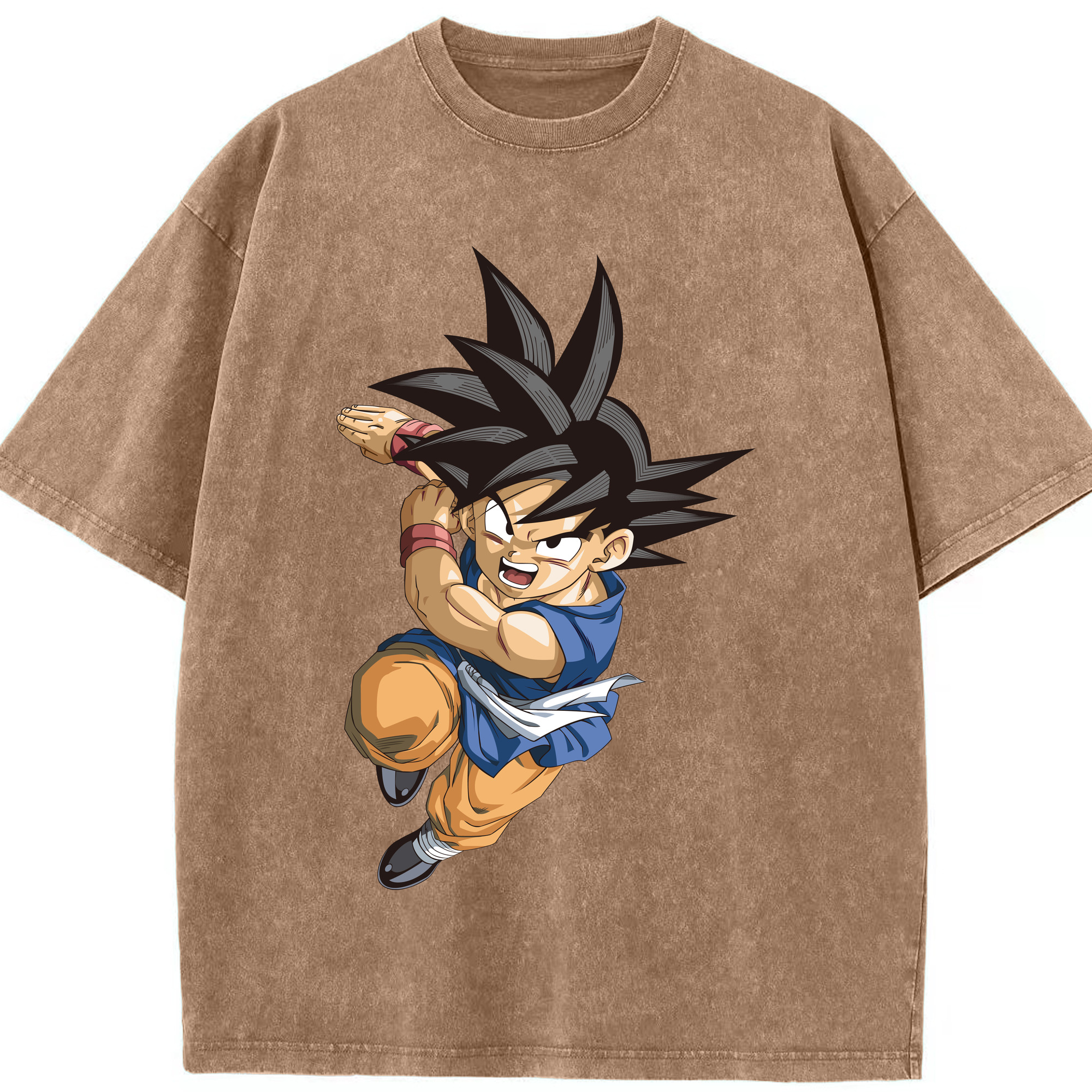 （画像用） ドラゴンボール 孫悟空（そん ごくう）Son Goku カカロット DRAGON BALL Kakarotto 綿100% ヴィンテージ風 半袖Tシャツ（フロントプリント）