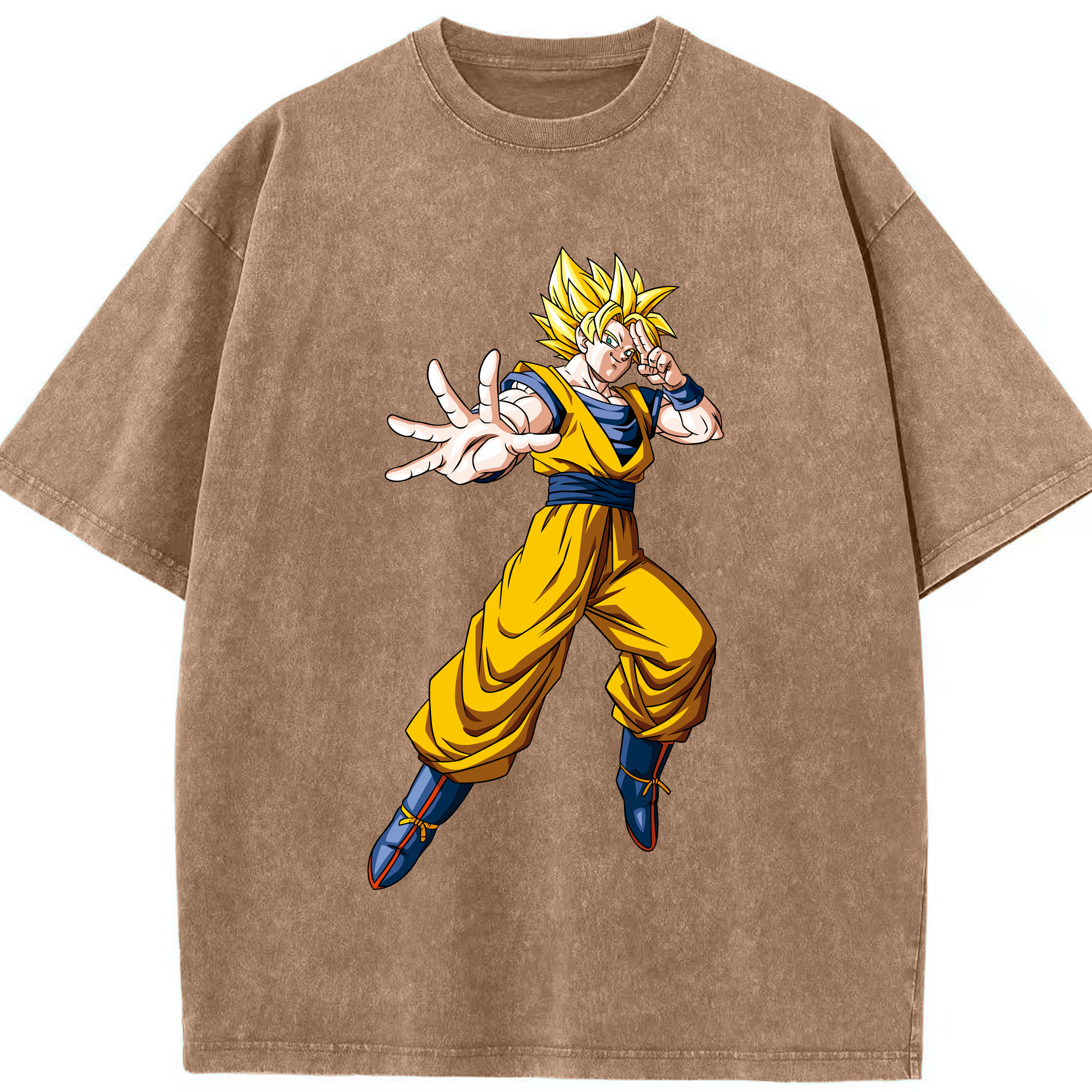 （画像用） ドラゴンボール 孫悟空（そん ごくう）Son Goku カカロット DRAGON BALL Kakarotto 綿100% ヴィンテージ風 半袖Tシャツ（フロントプリント）