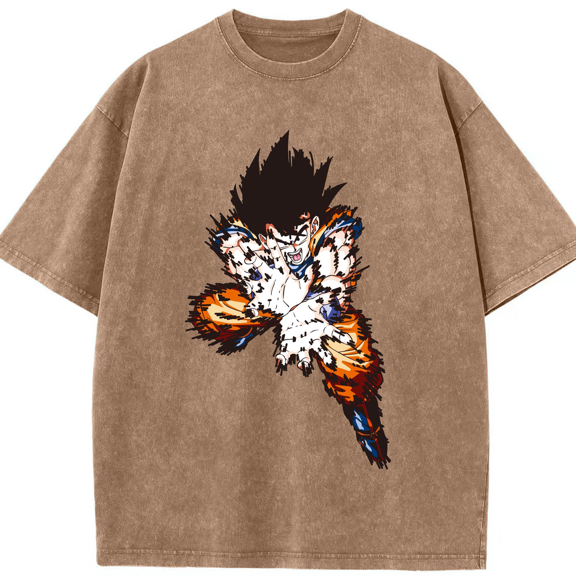（画像用） ドラゴンボール 孫悟空（そん ごくう）Son Goku カカロット DRAGON BALL Kakarotto 綿100% ヴィンテージ風 半袖Tシャツ（フロントプリント）