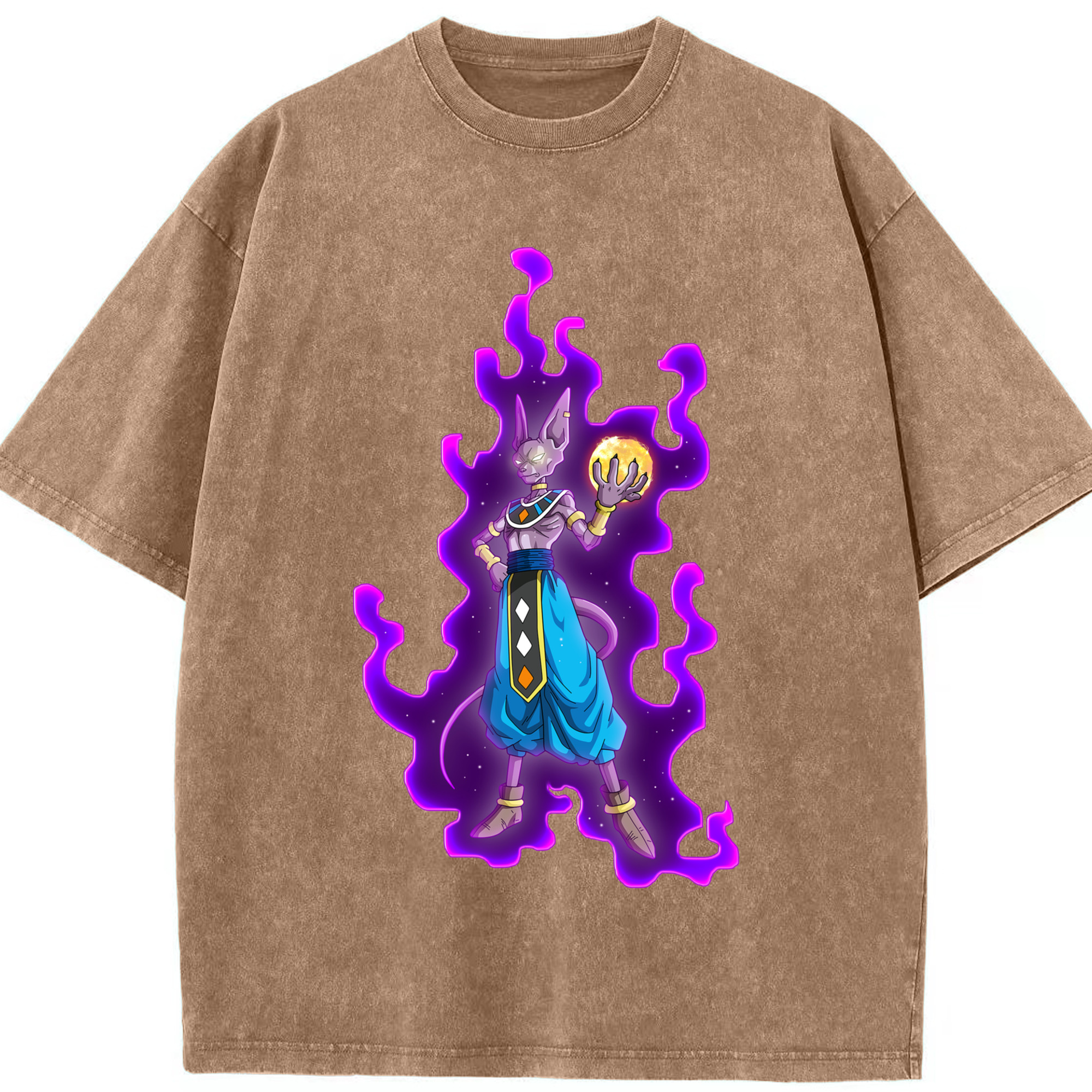 （画像用） ドラゴンボール ビルス 破壊神ビルス DRAGON BALL Beerus Birusu 綿100% ヴィンテージ風 半袖Tシャツ（フロントプリント）