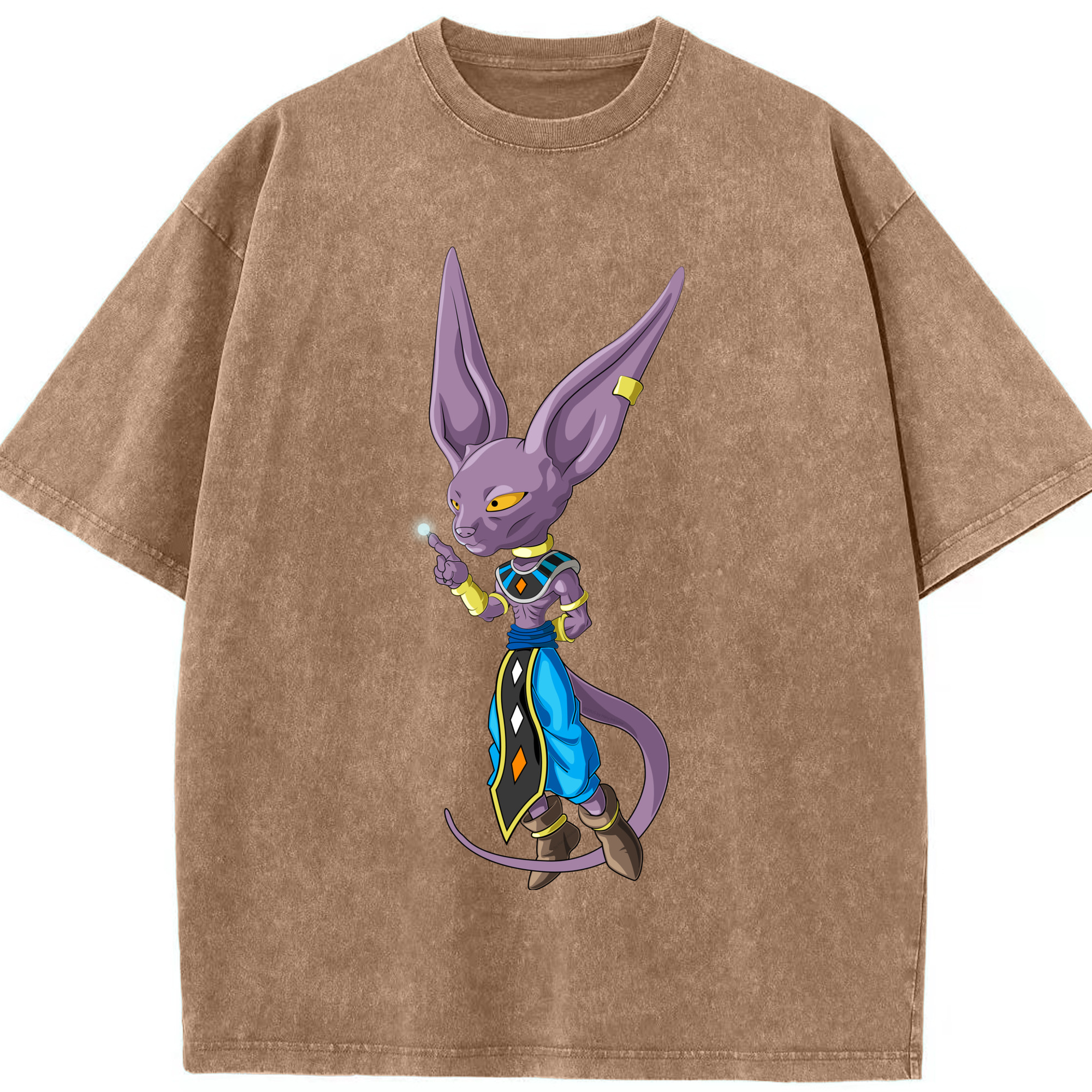 （画像用） ドラゴンボール ビルス 破壊神ビルス DRAGON BALL Beerus Birusu 綿100% ヴィンテージ風 半袖Tシャツ（フロントプリント）