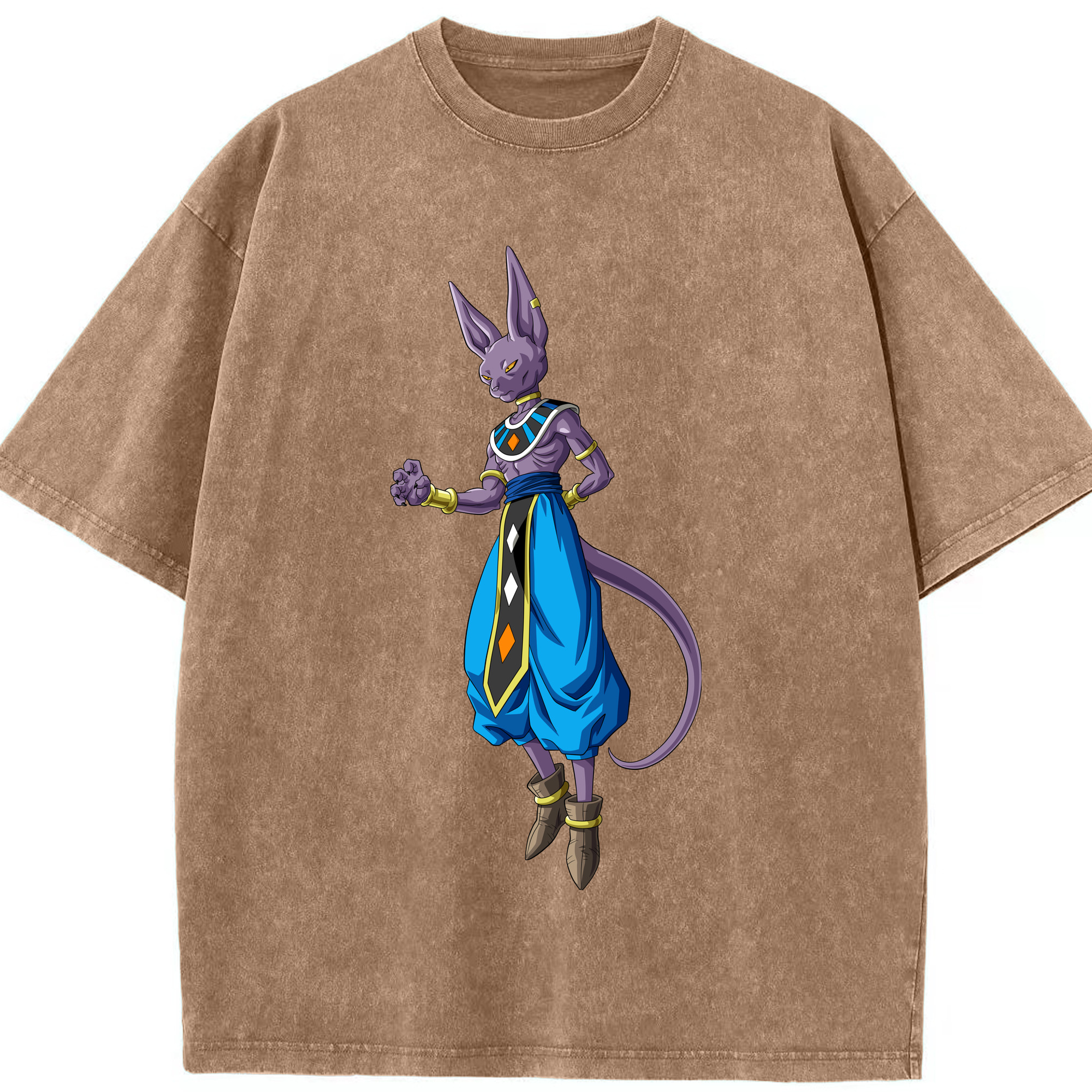 （画像用） ドラゴンボール ビルス 破壊神ビルス DRAGON BALL Beerus Birusu 綿100% ヴィンテージ風 半袖Tシャツ（フロントプリント）