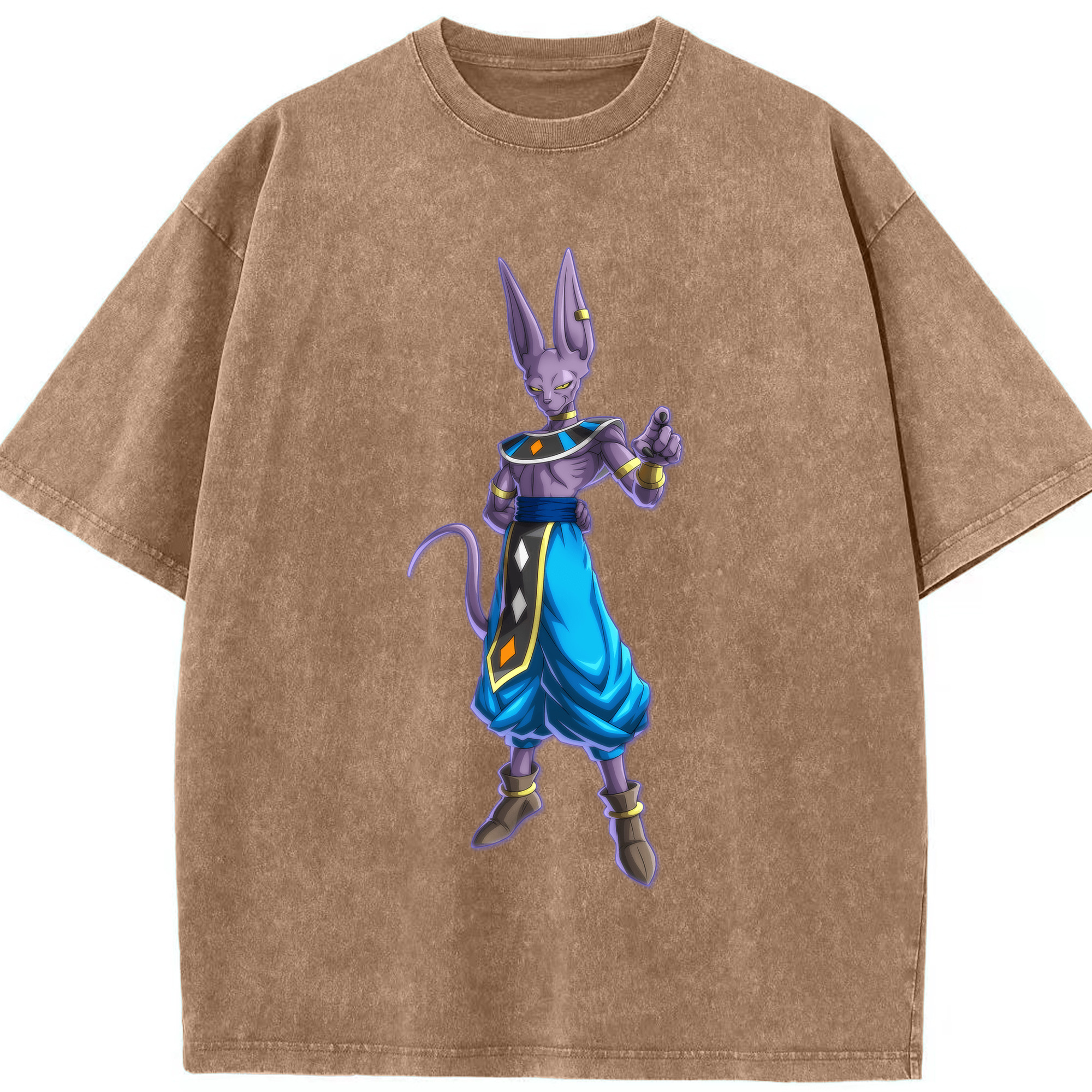 （画像用） ドラゴンボール ビルス 破壊神ビルス DRAGON BALL Beerus Birusu 綿100% ヴィンテージ風 半袖Tシャツ（フロントプリント）