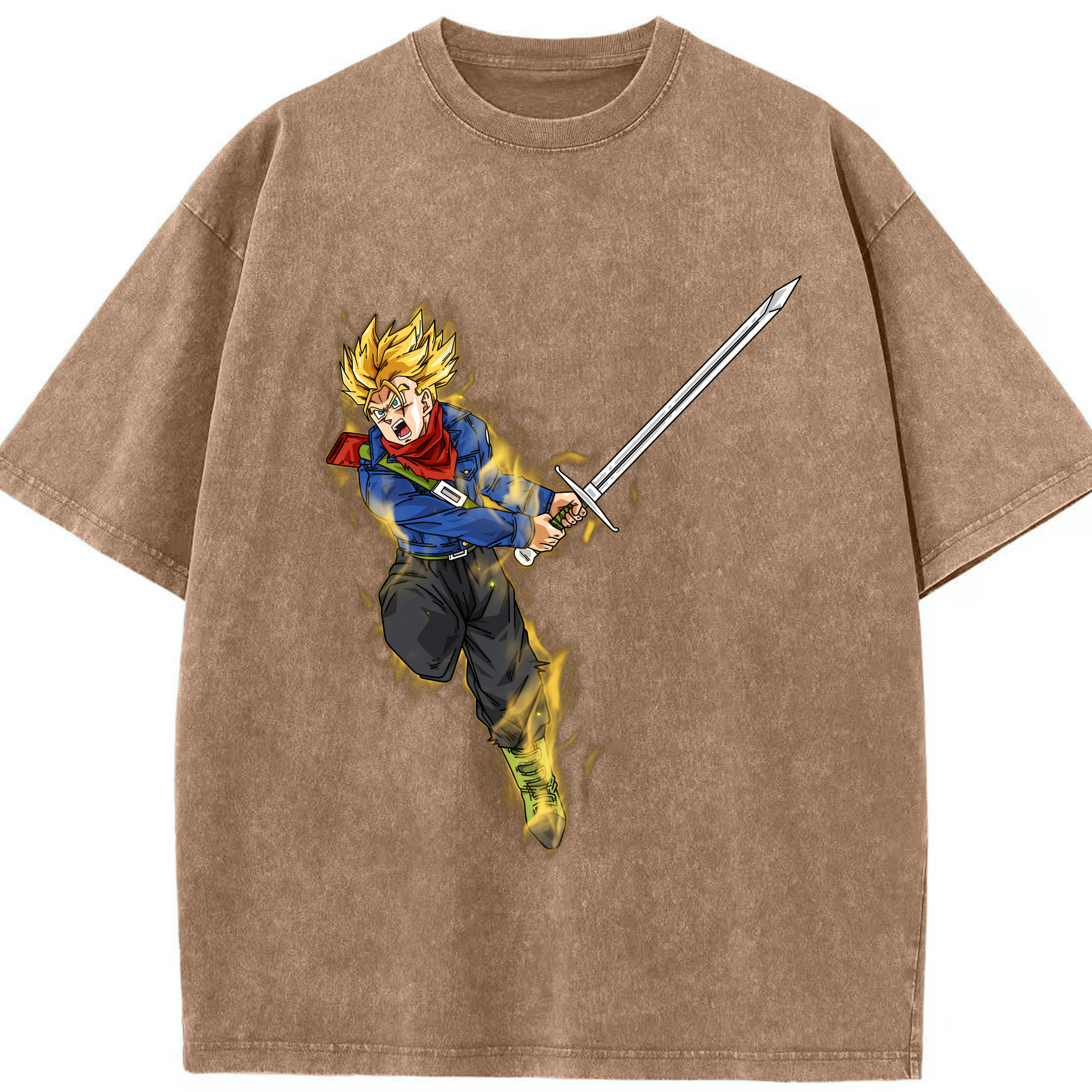 （画像用） ドラゴンボール トランクス（Torankusu）DRAGON BALL Trunks 綿100% ヴィンテージ風 半袖Tシャツ（フロントプリント）
