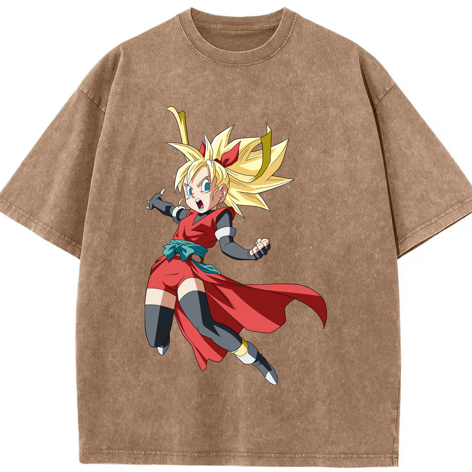 （画像用） ドラゴンボール カリフラ DRAGON BALL Caulifla 綿100% ヴィンテージ風 半袖Tシャツ（フロントプリント）