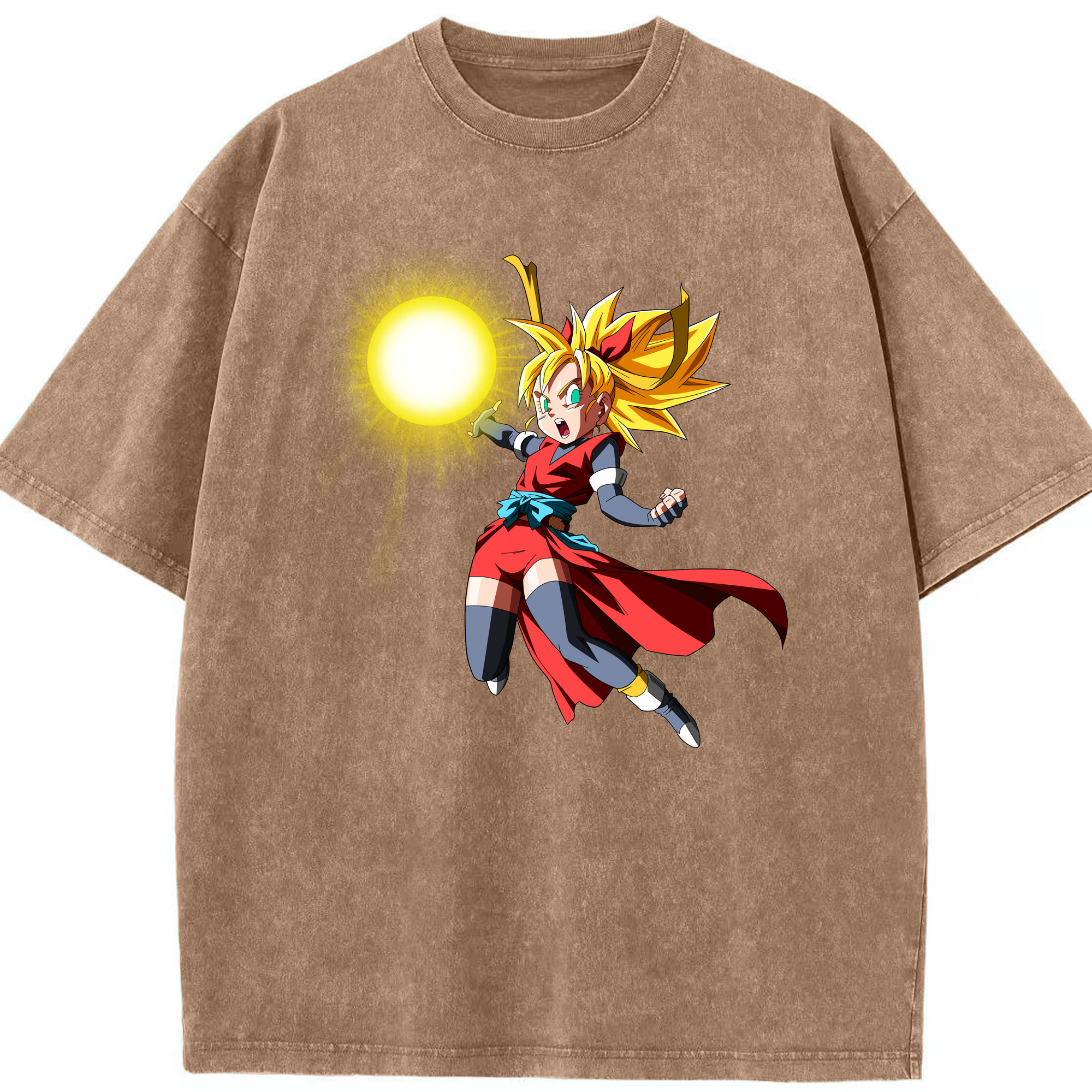 （画像用） ドラゴンボール カリフラ DRAGON BALL Caulifla 綿100% ヴィンテージ風 半袖Tシャツ（フロントプリント）