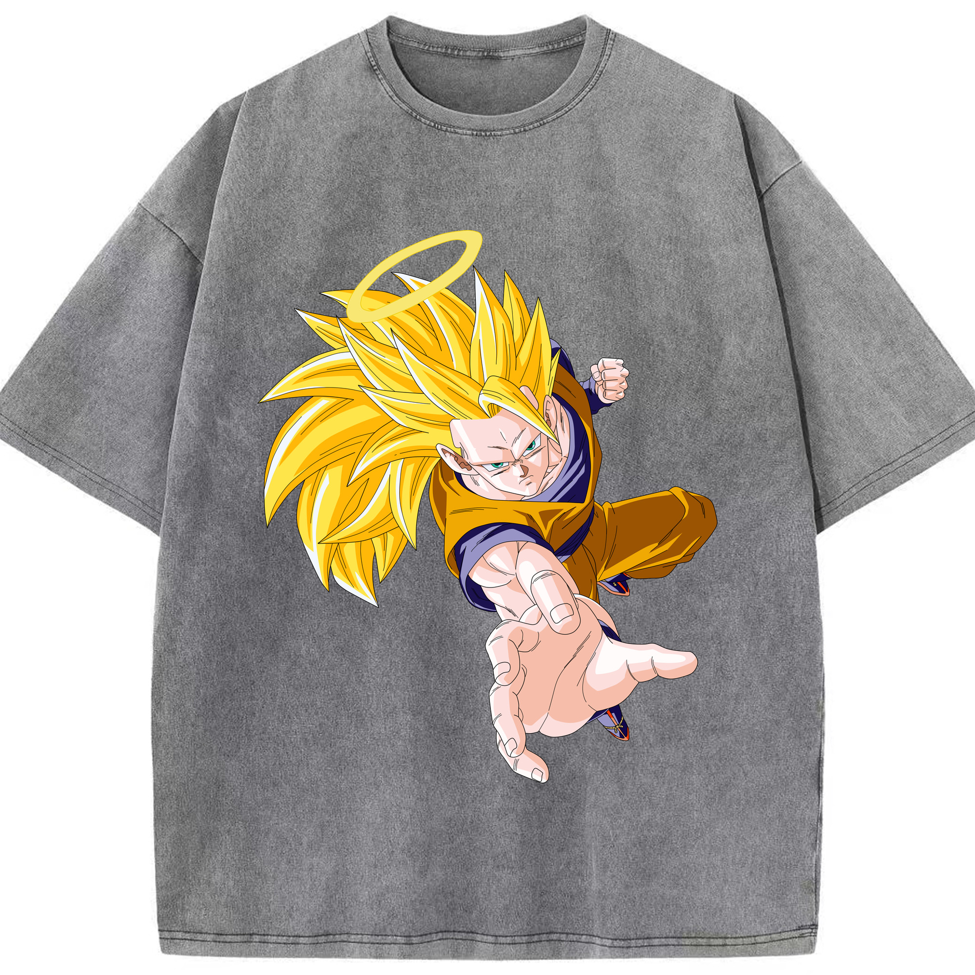 （画像用） ドラゴンボール 孫悟空（そん ごくう）Son Goku カカロット DRAGON BALL Kakarotto 綿100% ヴィンテージ風 半袖Tシャツ（フロントプリント）