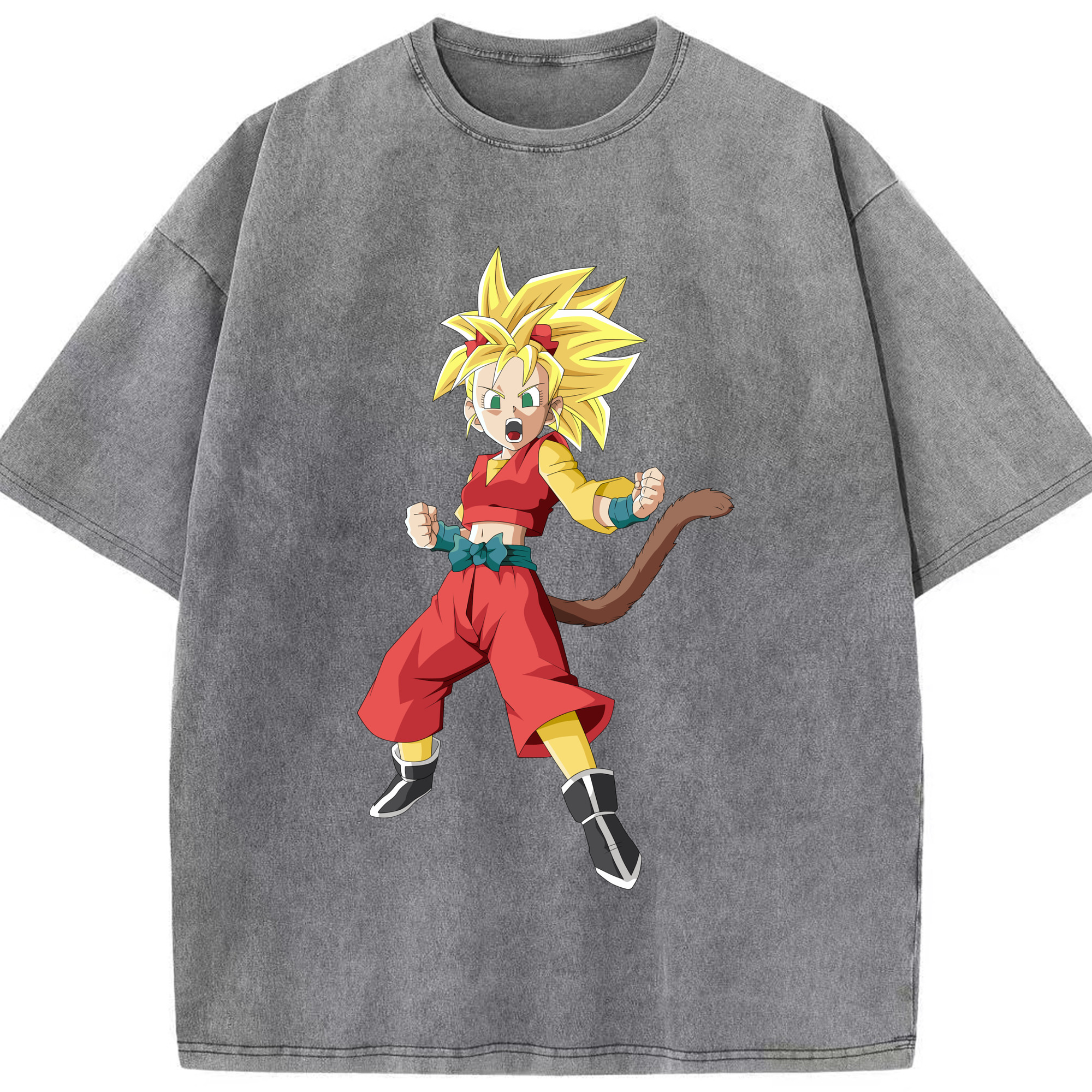 （画像用） ドラゴンボール カリフラ DRAGON BALL Caulifla 綿100% ヴィンテージ風 半袖Tシャツ（フロントプリント）