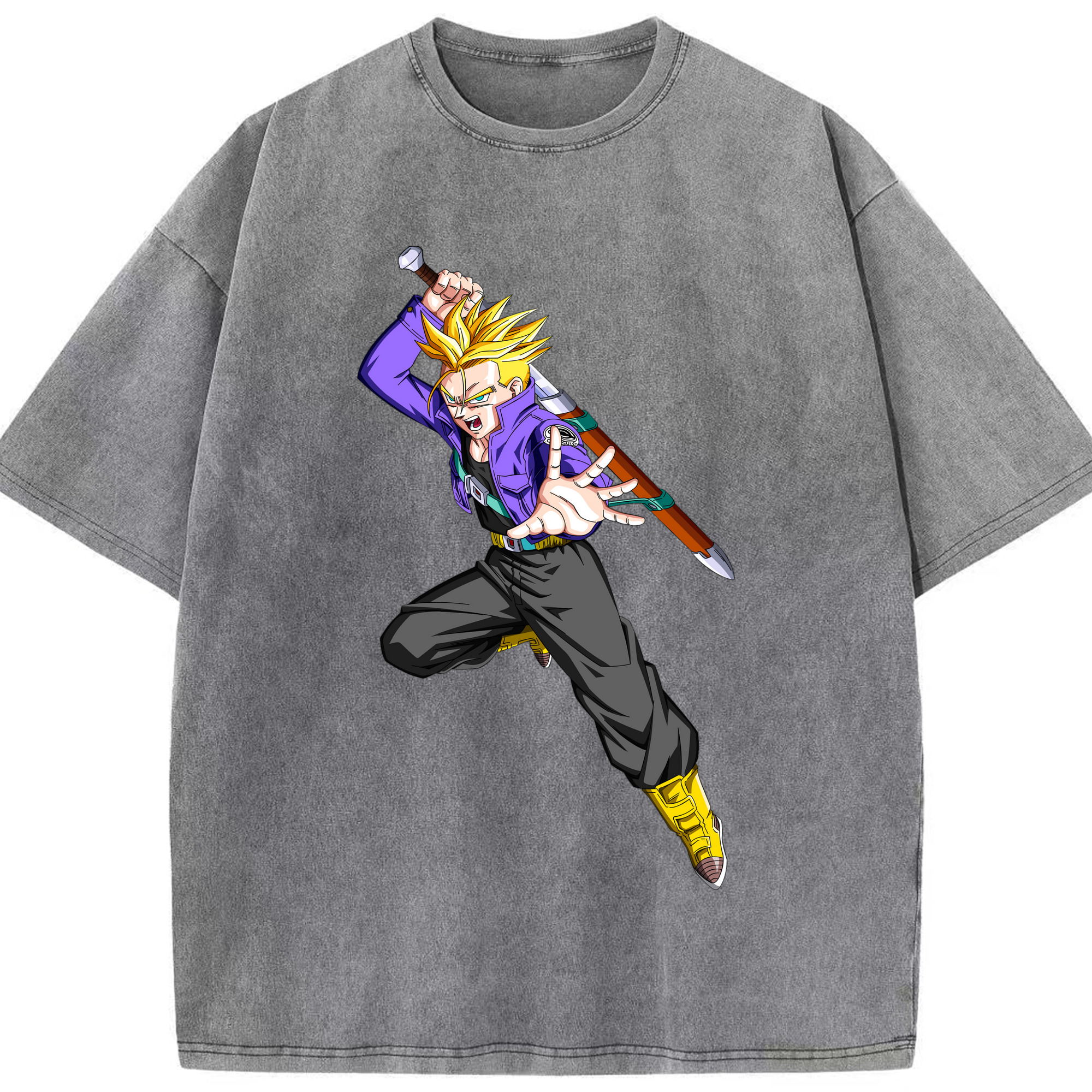 （画像用） ドラゴンボール トランクス（Torankusu）DRAGON BALL Trunks 綿100% ヴィンテージ風 半袖Tシャツ（フロントプリント）
