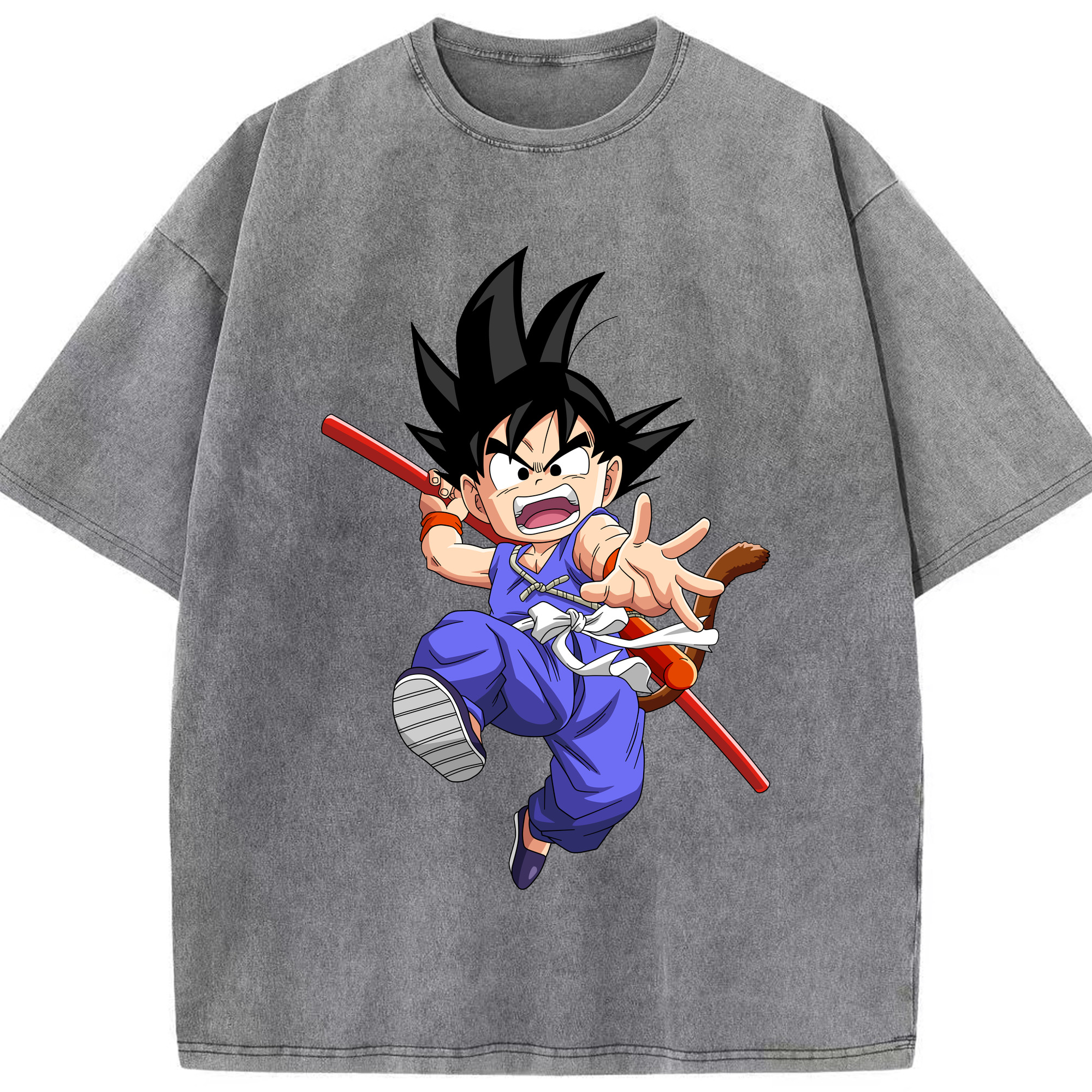 （画像用） ドラゴンボール 孫悟空（そん ごくう）Son Goku カカロット DRAGON BALL Kakarotto 綿100% ヴィンテージ風 半袖Tシャツ（フロントプリント）