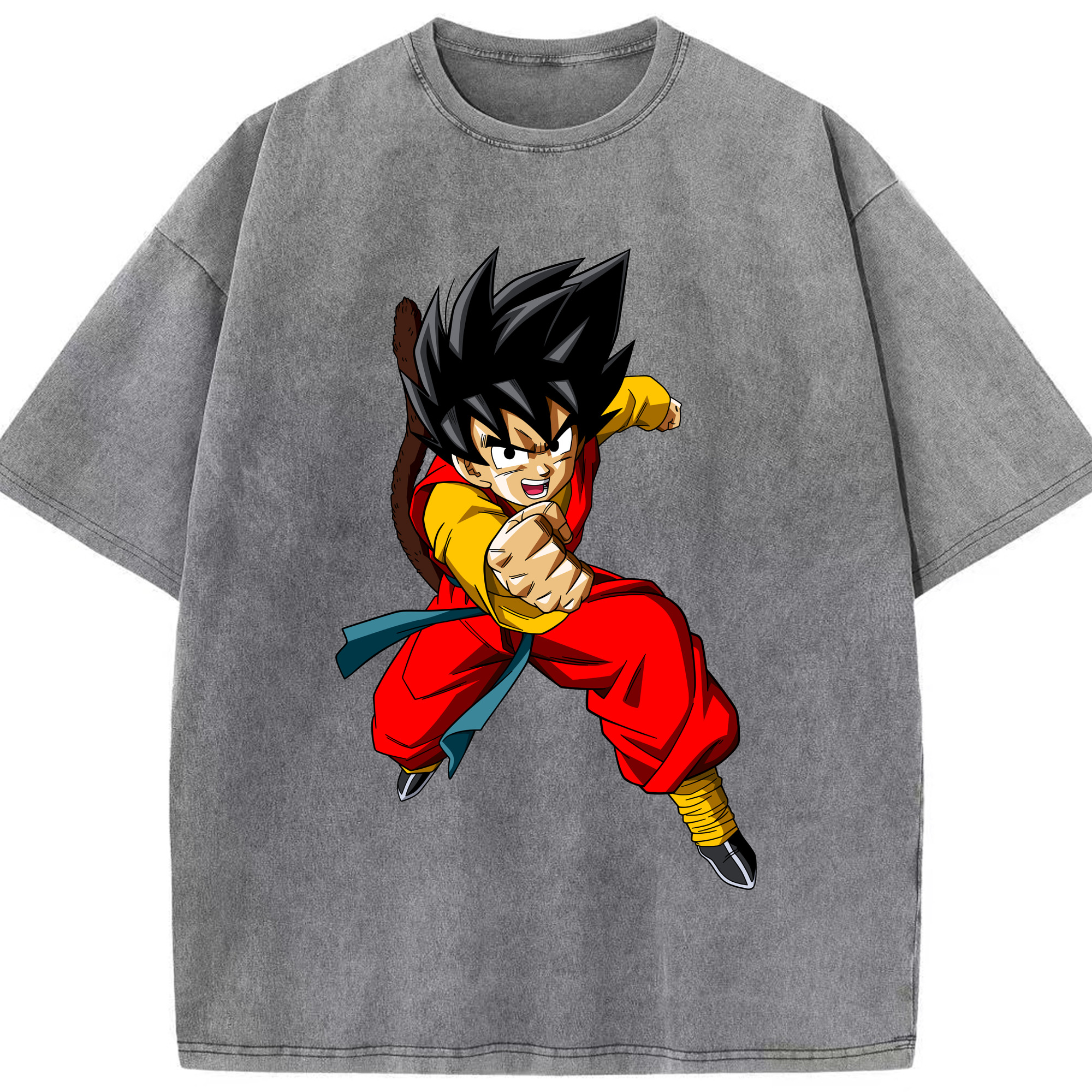 （画像用） ドラゴンボール 孫悟空（そん ごくう）Son Goku カカロット DRAGON BALL Kakarotto 綿100% ヴィンテージ風 半袖Tシャツ（フロントプリント）