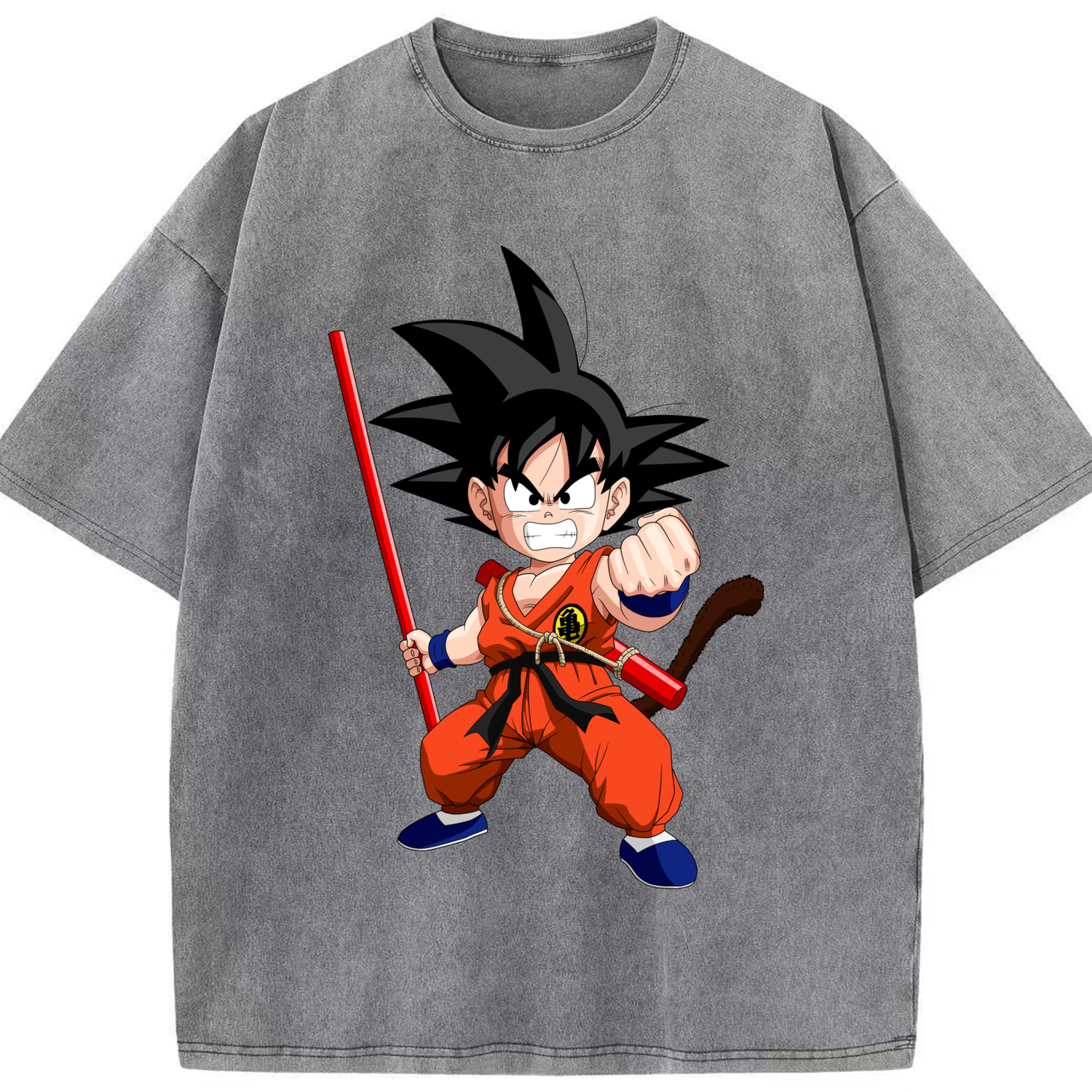 （画像用） ドラゴンボール 孫悟空（そん ごくう）Son Goku カカロット DRAGON BALL Kakarotto 綿100% ヴィンテージ風 半袖Tシャツ（フロントプリント）
