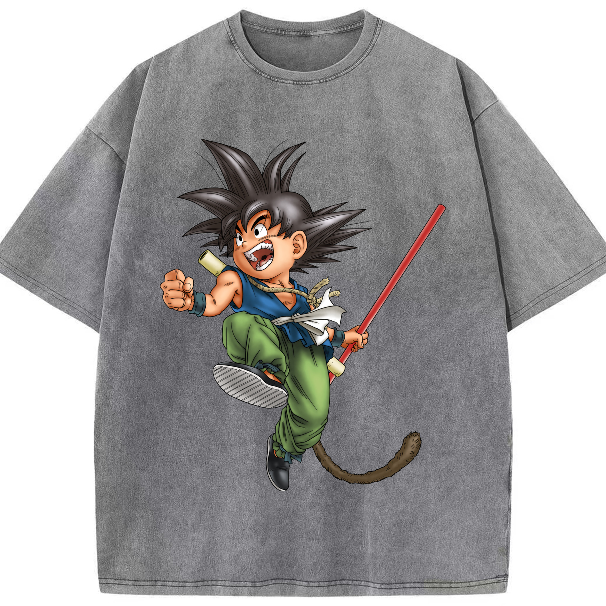 （画像用） ドラゴンボール 孫悟空（そん ごくう）Son Goku カカロット DRAGON BALL Kakarotto 綿100% ヴィンテージ風 半袖Tシャツ（フロントプリント）