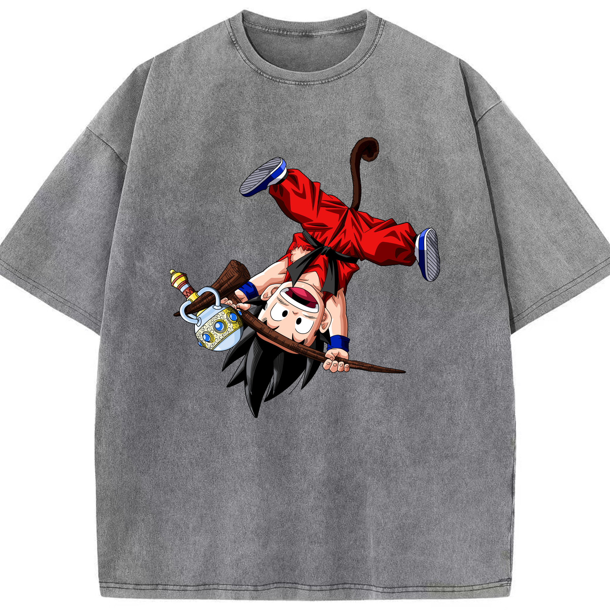 （画像用） ドラゴンボール 孫悟空（そん ごくう）Son Goku カカロット DRAGON BALL Kakarotto 綿100% ヴィンテージ風 半袖Tシャツ（フロントプリント）
