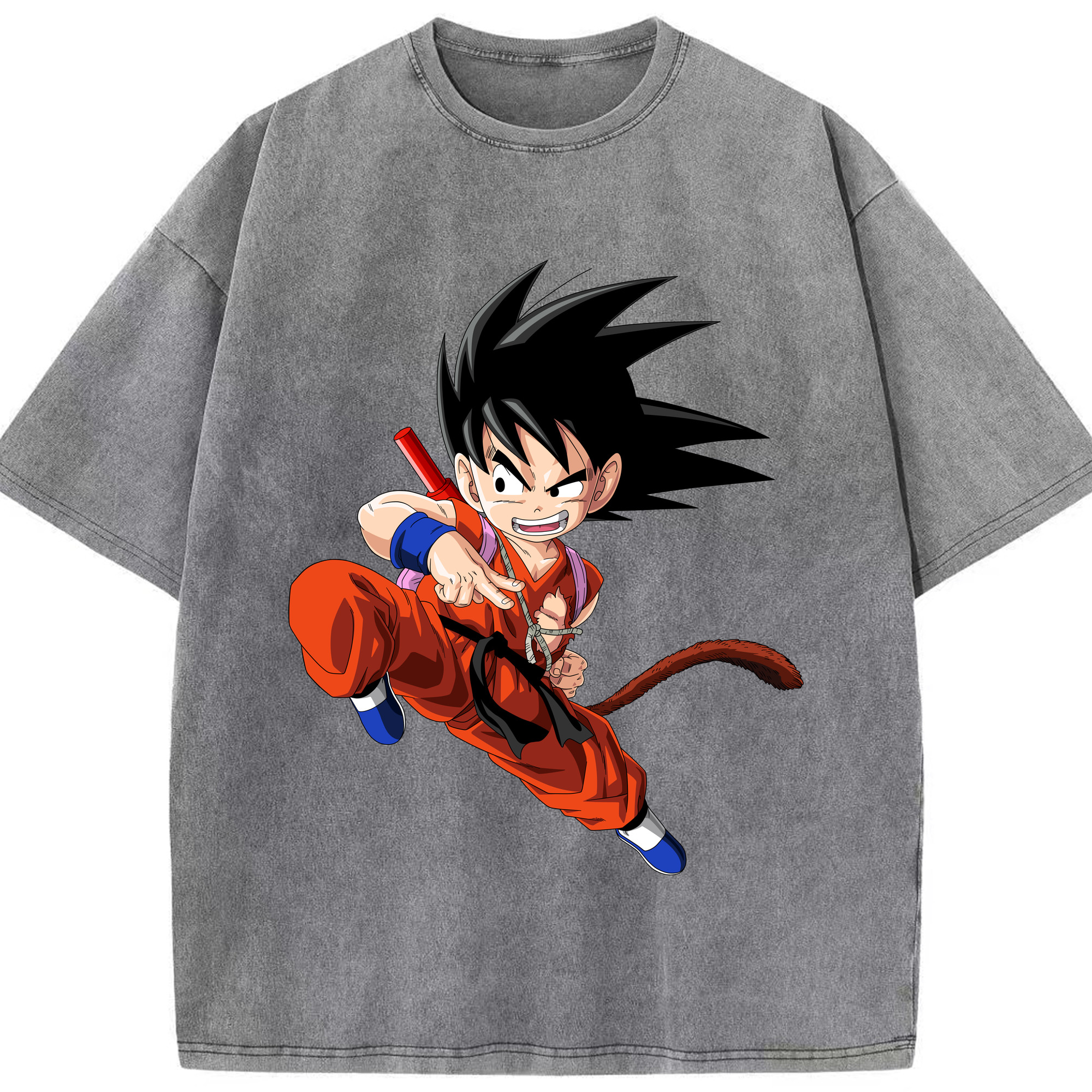 （画像用） ドラゴンボール 孫悟空（そん ごくう）Son Goku カカロット DRAGON BALL Kakarotto 綿100% ヴィンテージ風 半袖Tシャツ（フロントプリント）