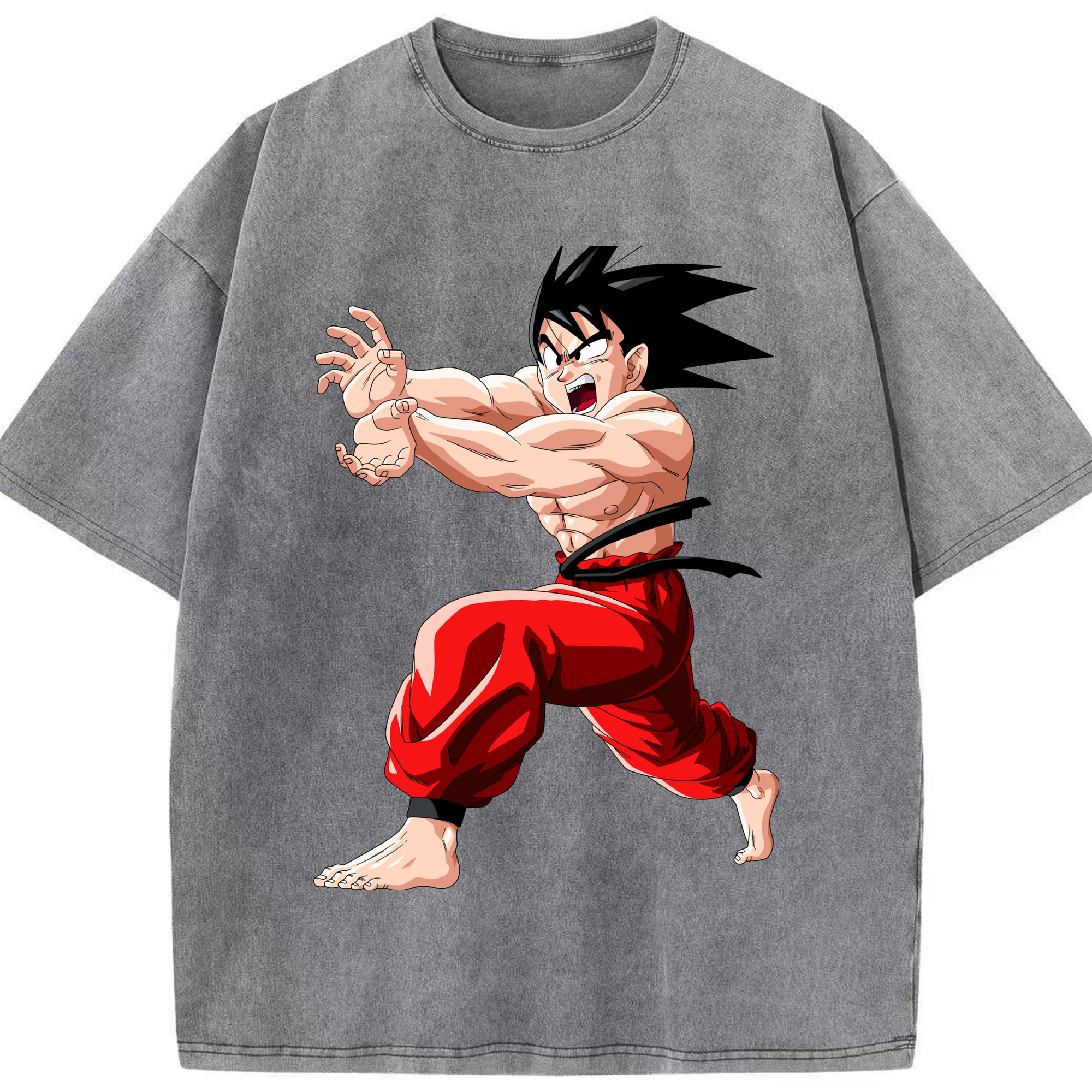 （画像用） ドラゴンボール 孫悟空（そん ごくう）Son Goku カカロット DRAGON BALL Kakarotto 綿100% ヴィンテージ風 半袖Tシャツ（フロントプリント）