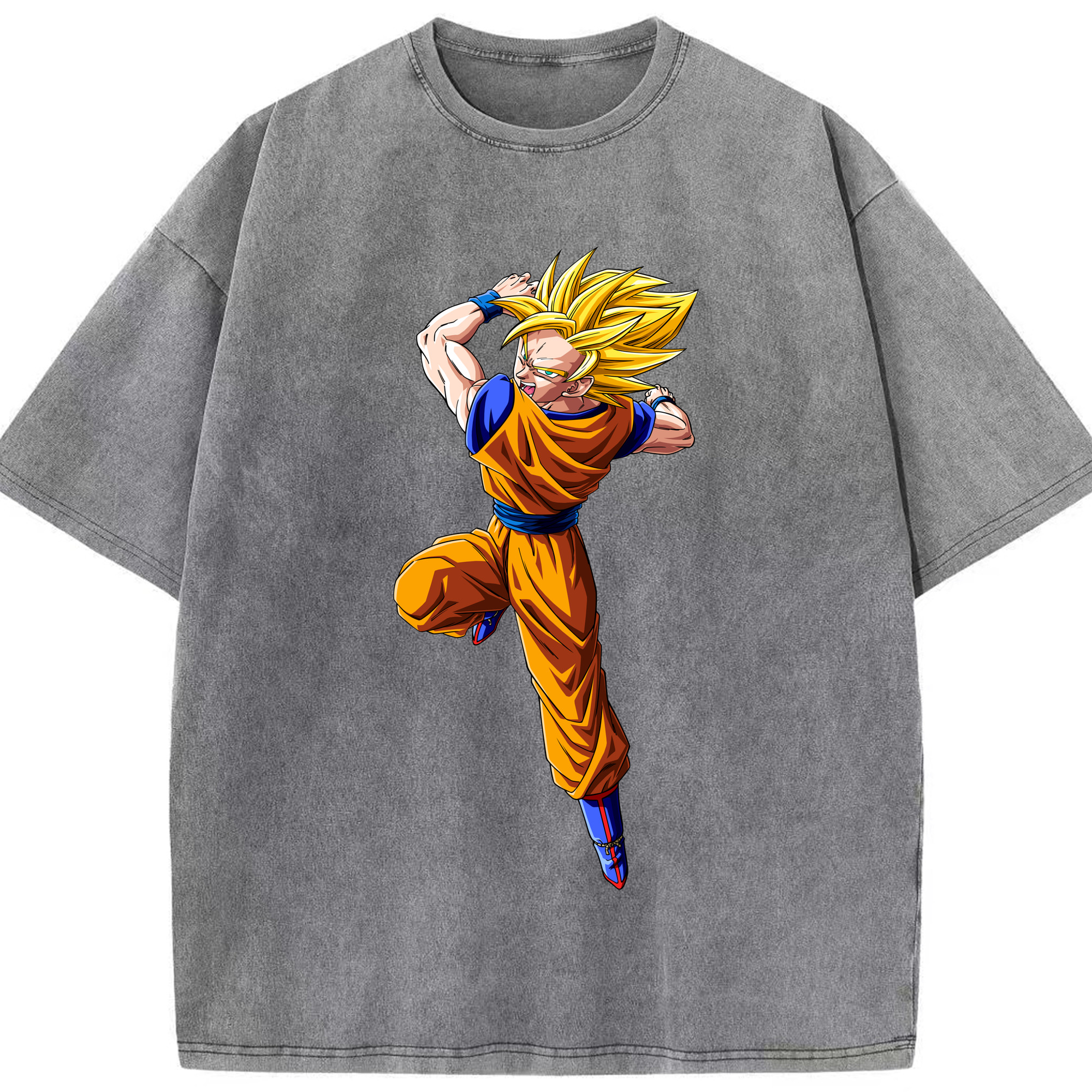 （画像用） ドラゴンボール 孫悟空（そん ごくう）Son Goku カカロット DRAGON BALL Kakarotto 綿100% ヴィンテージ風 半袖Tシャツ（フロントプリント）