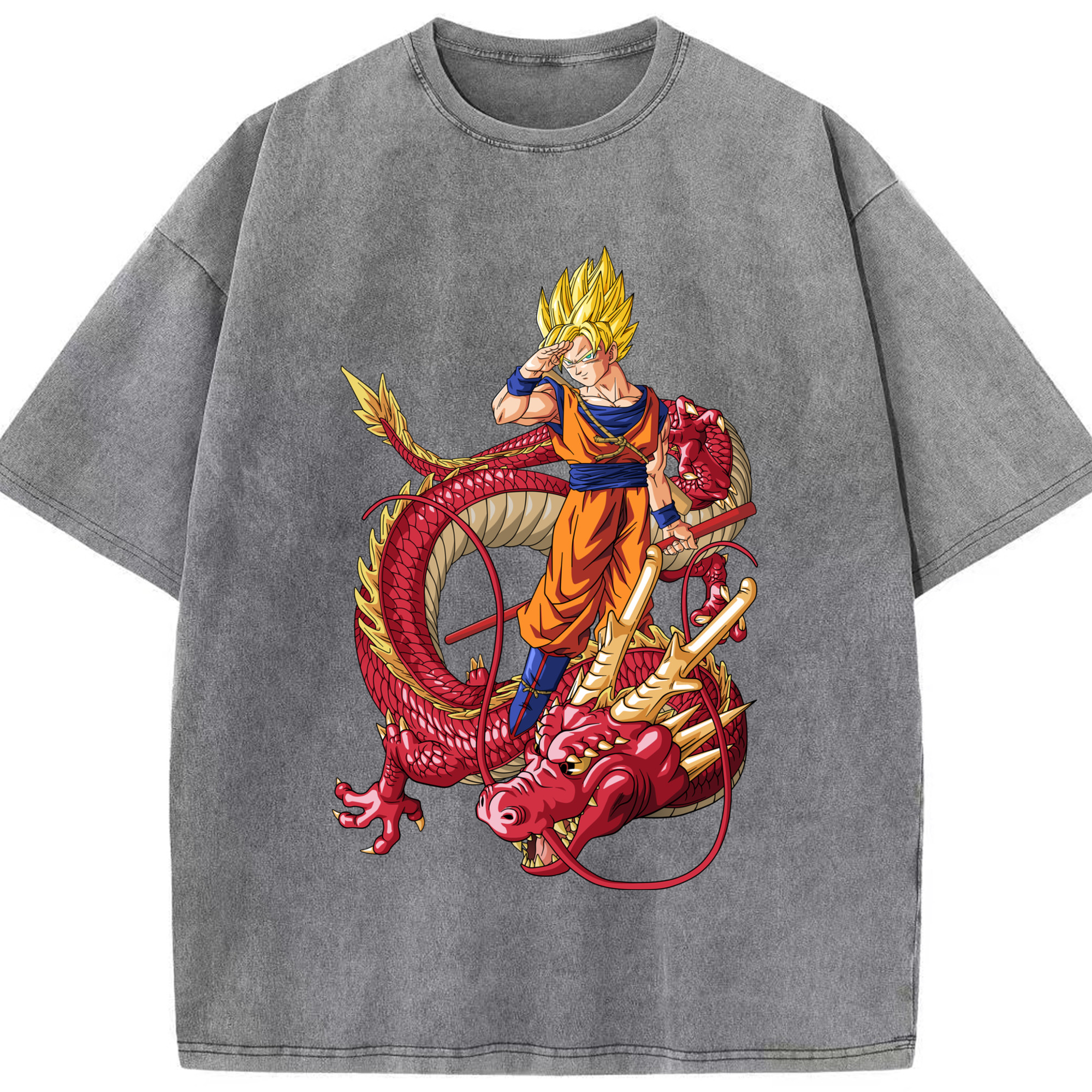 （画像用） ドラゴンボール 孫悟空（そん ごくう）Son Goku カカロット DRAGON BALL Kakarotto 綿100% ヴィンテージ風 半袖Tシャツ（フロントプリント）