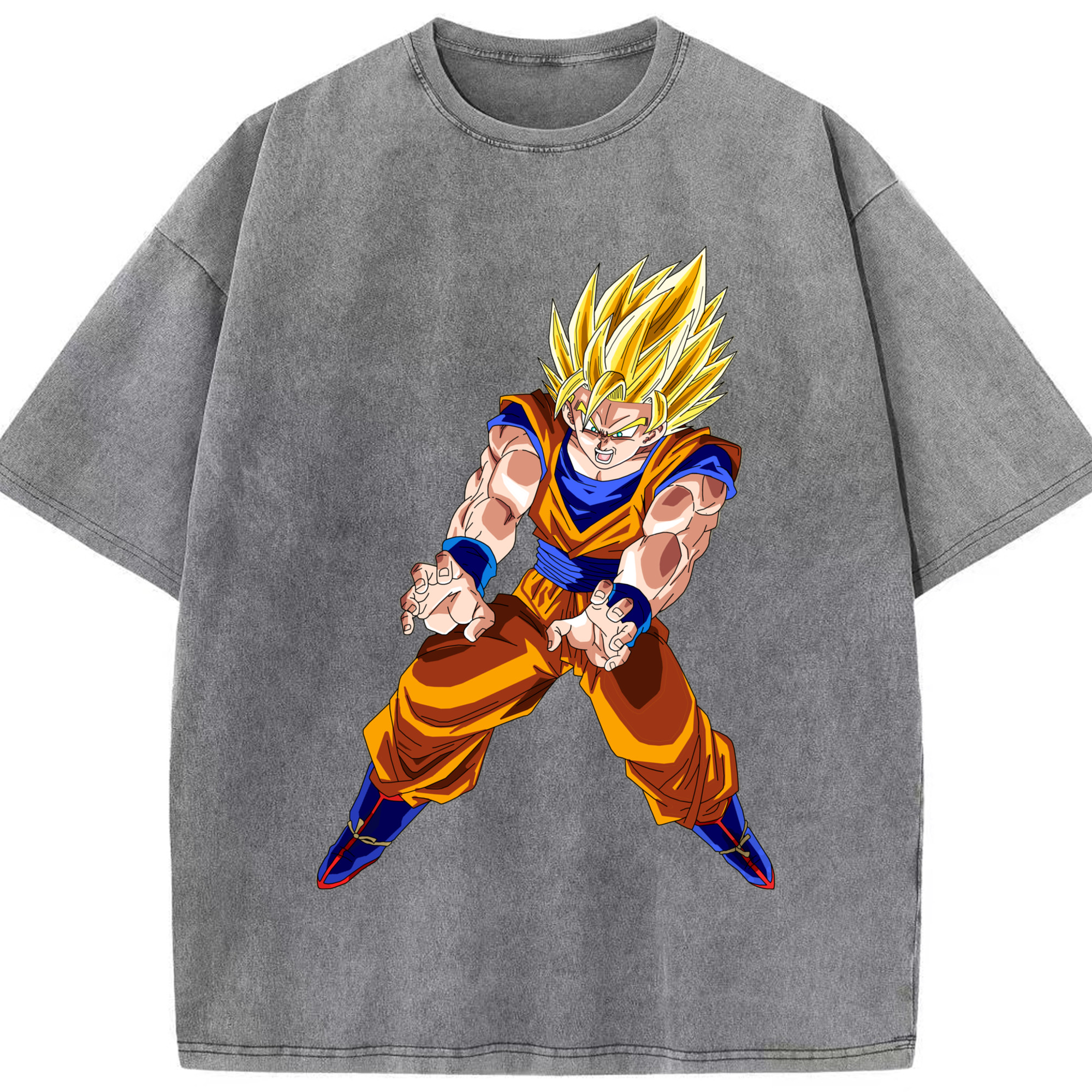（画像用） ドラゴンボール 孫悟空（そん ごくう）Son Goku カカロット DRAGON BALL Kakarotto 綿100% ヴィンテージ風 半袖Tシャツ（フロントプリント）