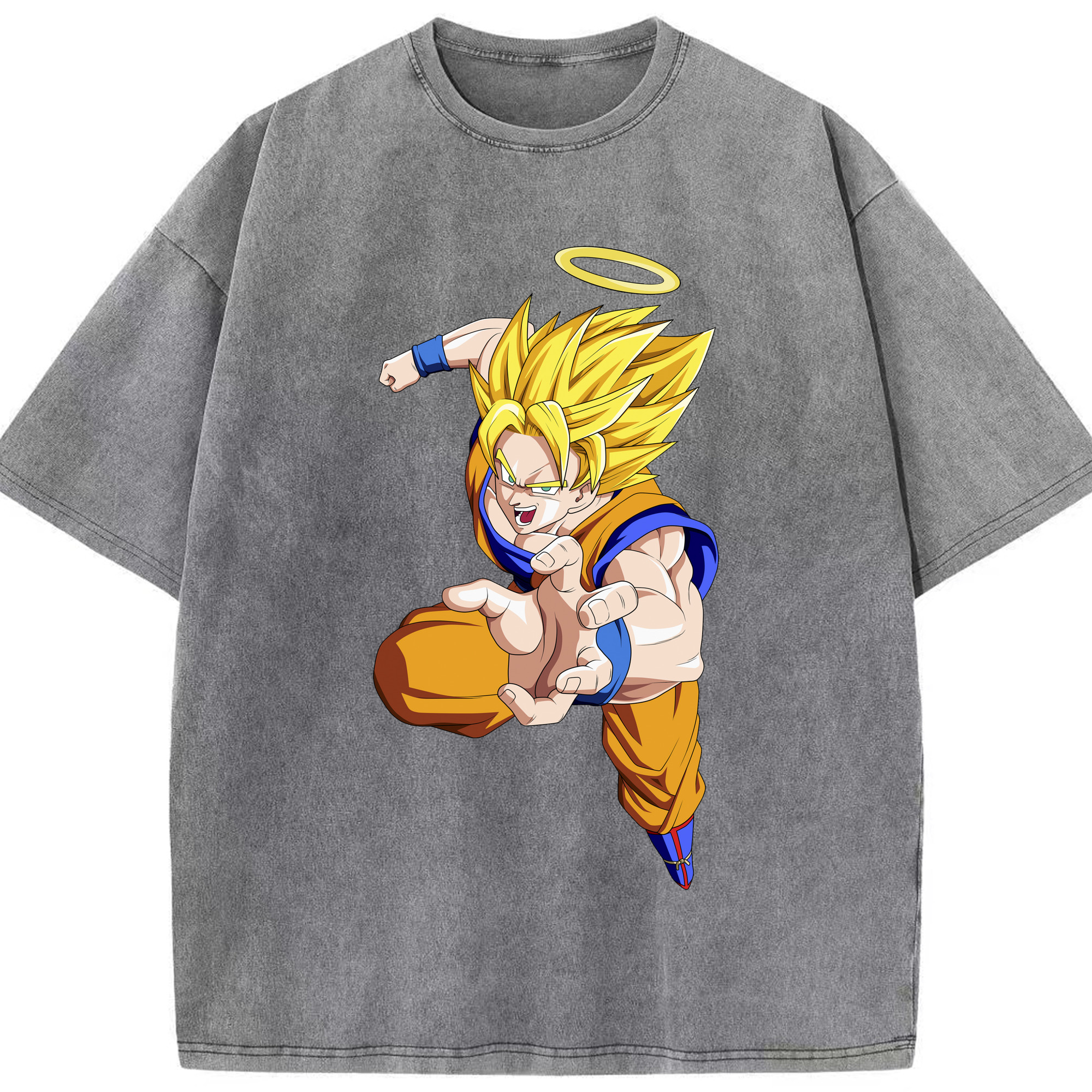 （画像用） ドラゴンボール 孫悟空（そん ごくう）Son Goku カカロット DRAGON BALL Kakarotto 綿100% ヴィンテージ風 半袖Tシャツ（フロントプリント）